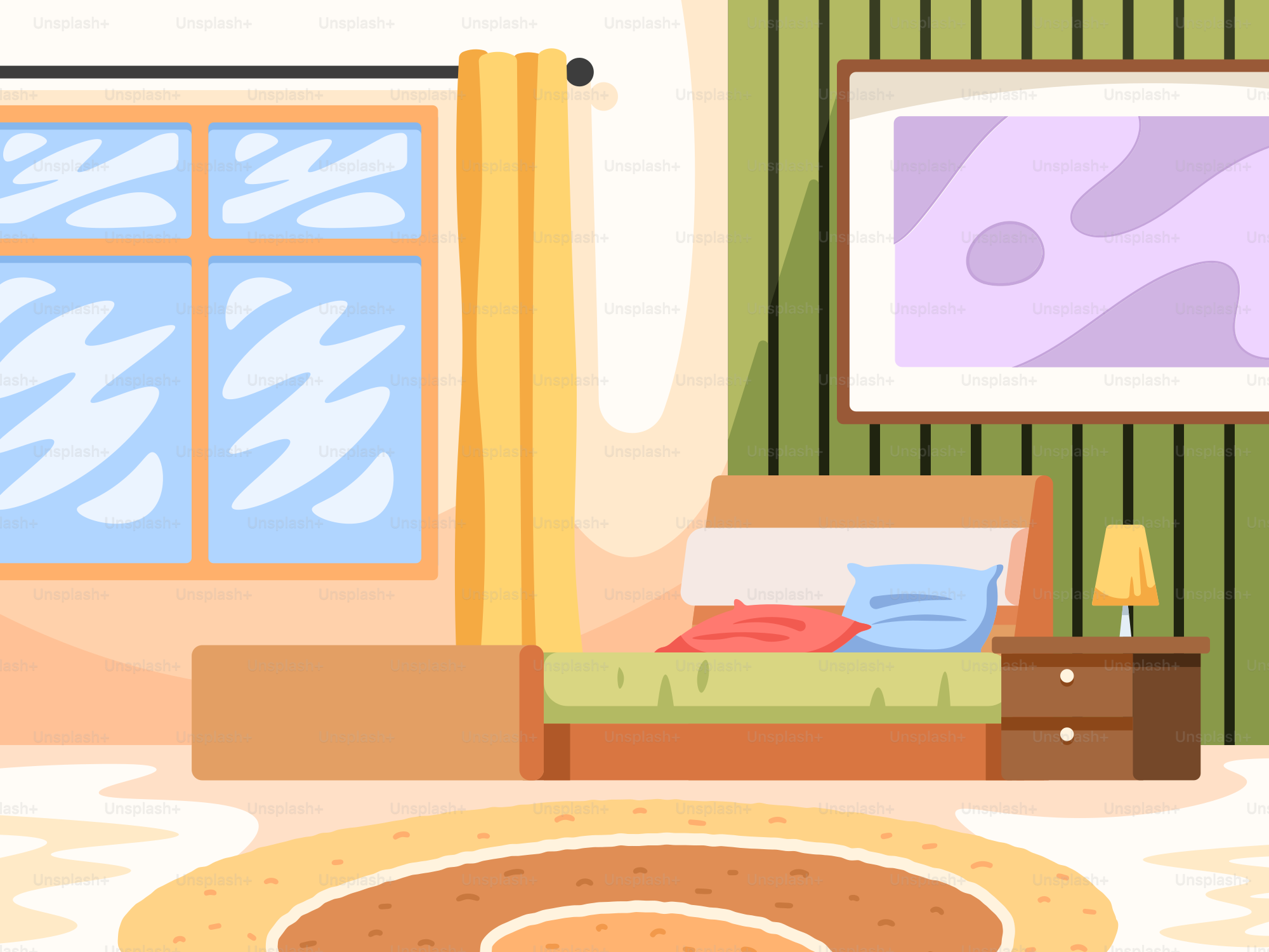 A room with a bed, dresser and a window