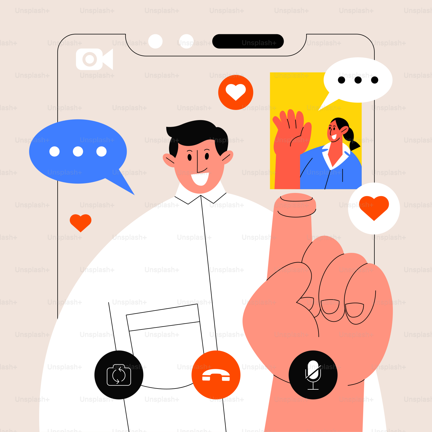 A man holding up a smart phone with icons on it