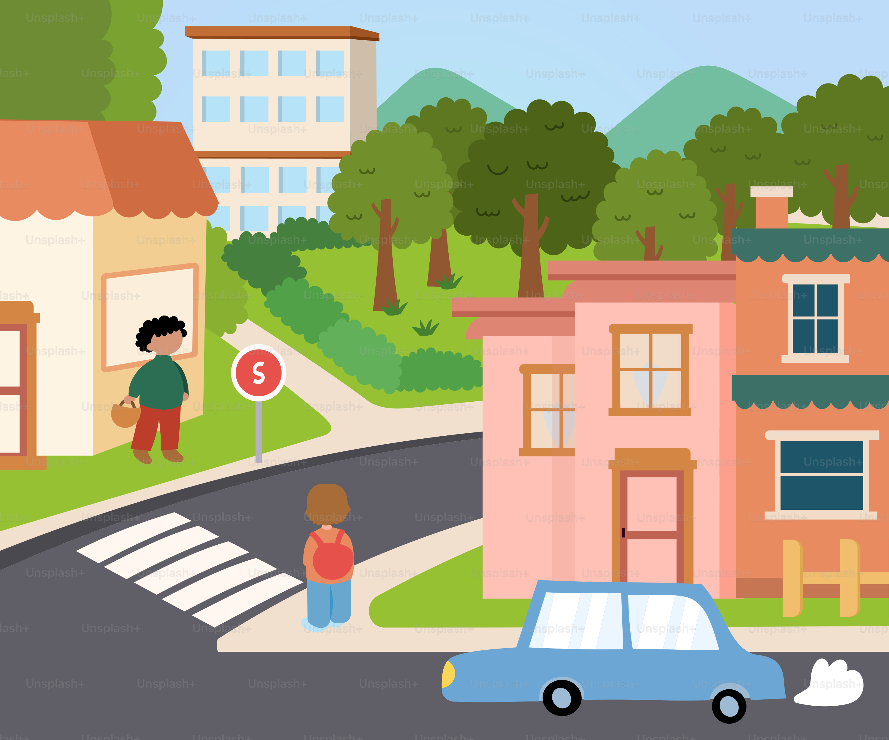 Une personne traversant une rue devant une voiture