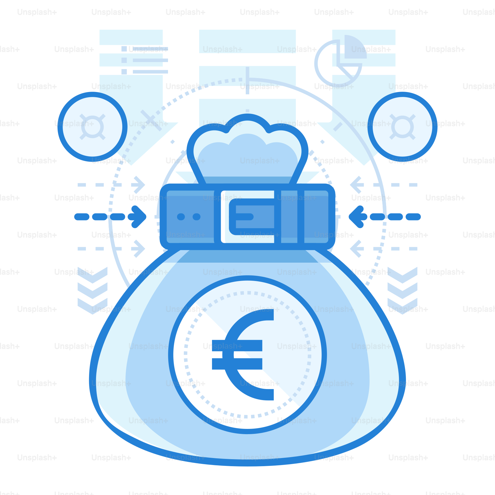 A blue bag with a chef's hat on top of it