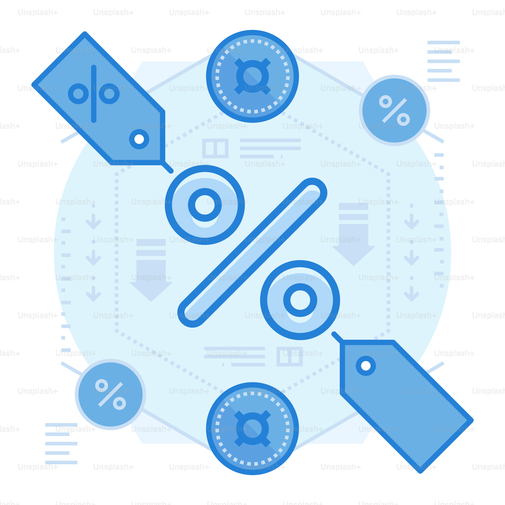 A blue circle with a price tag on it