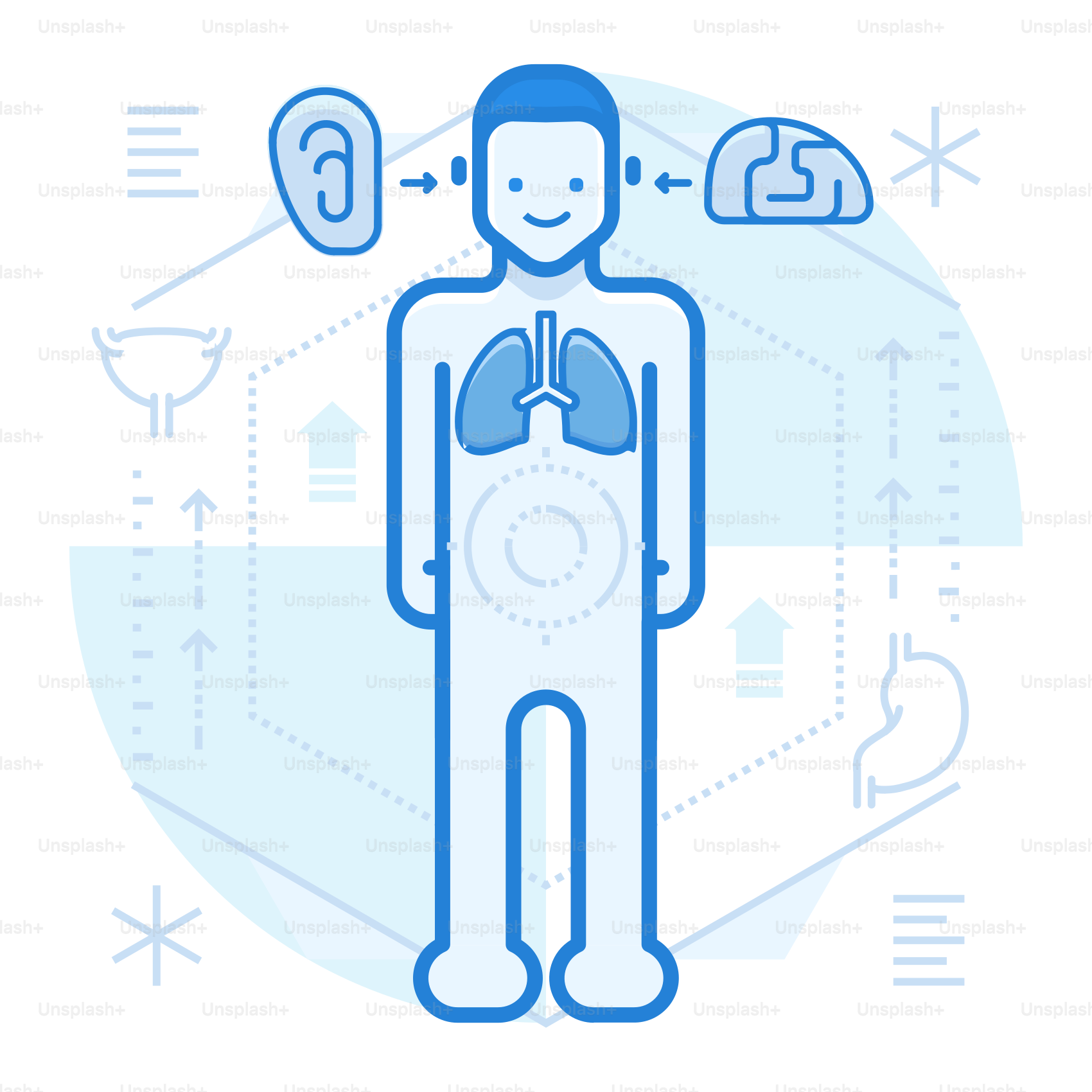A man with a lung in the middle of his body