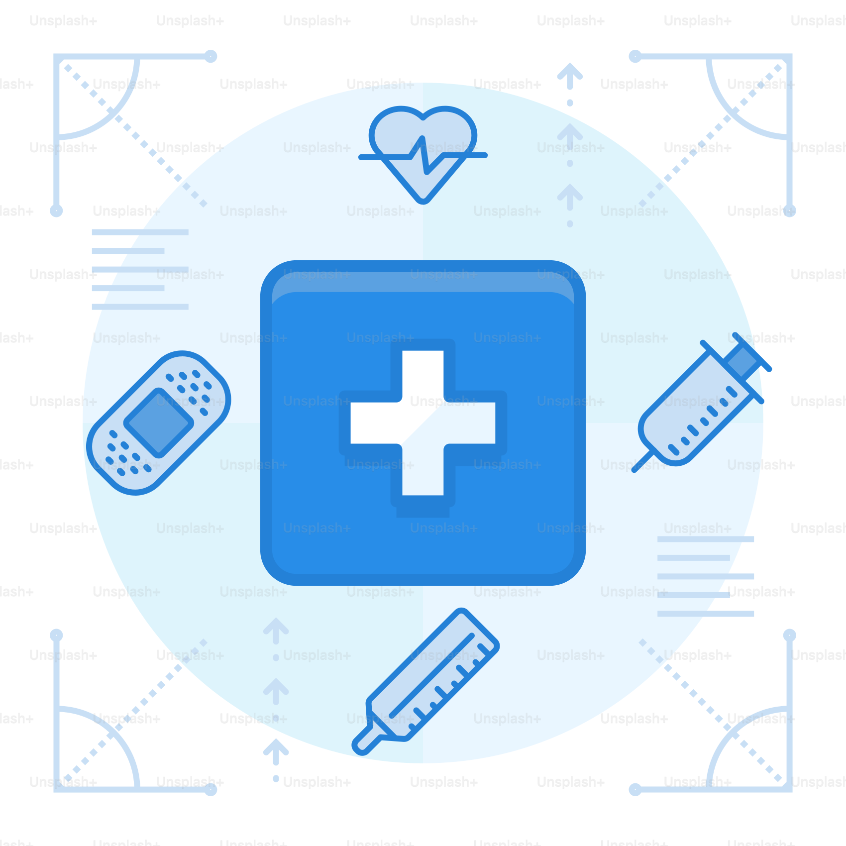 A blue square with a white cross on it