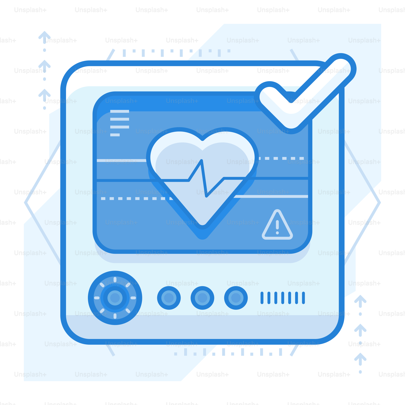 A heart monitor with a check mark on it