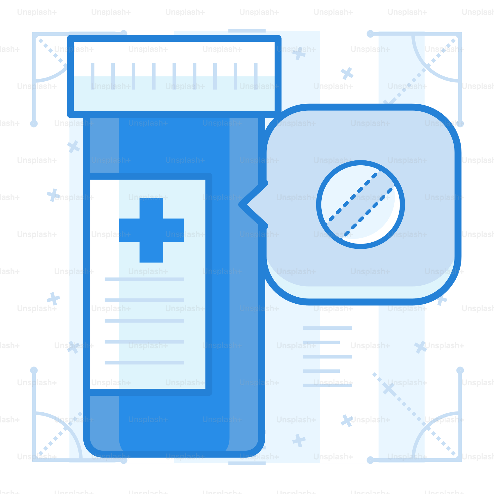 A bottle of medicine with a cross on it