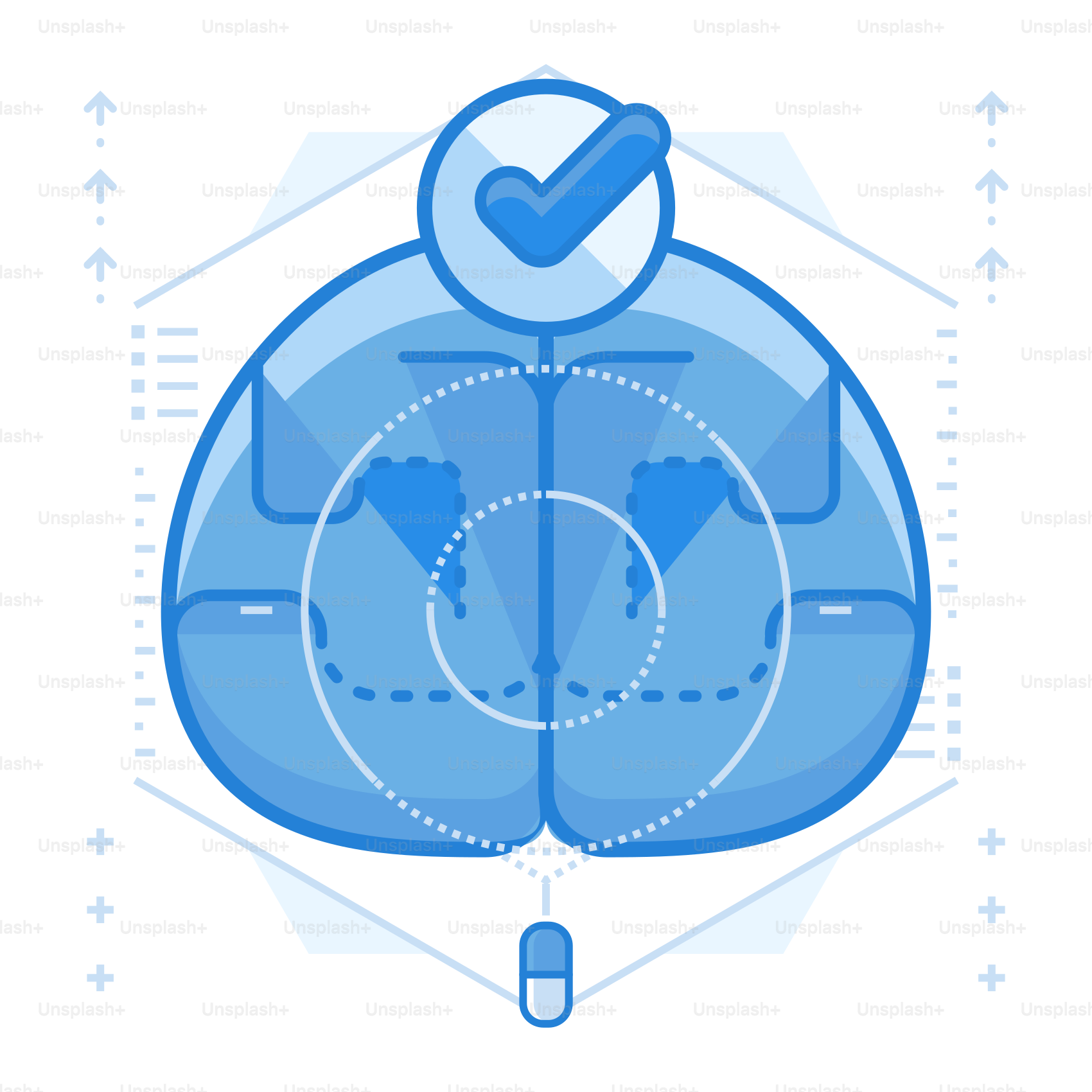 A blue icon with a check mark on it