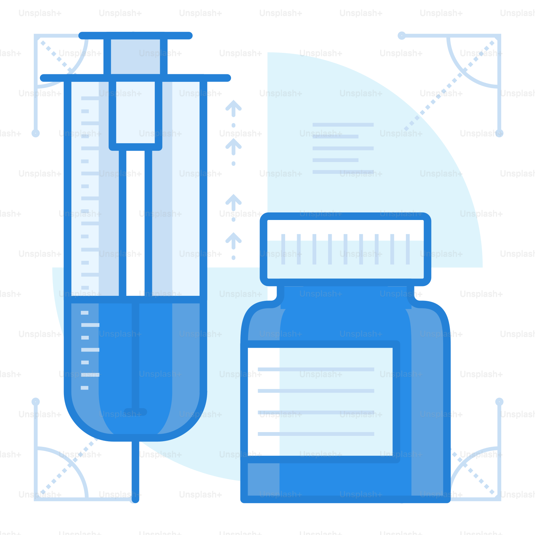 A blue liquid in a test tube next to a tube with a needle