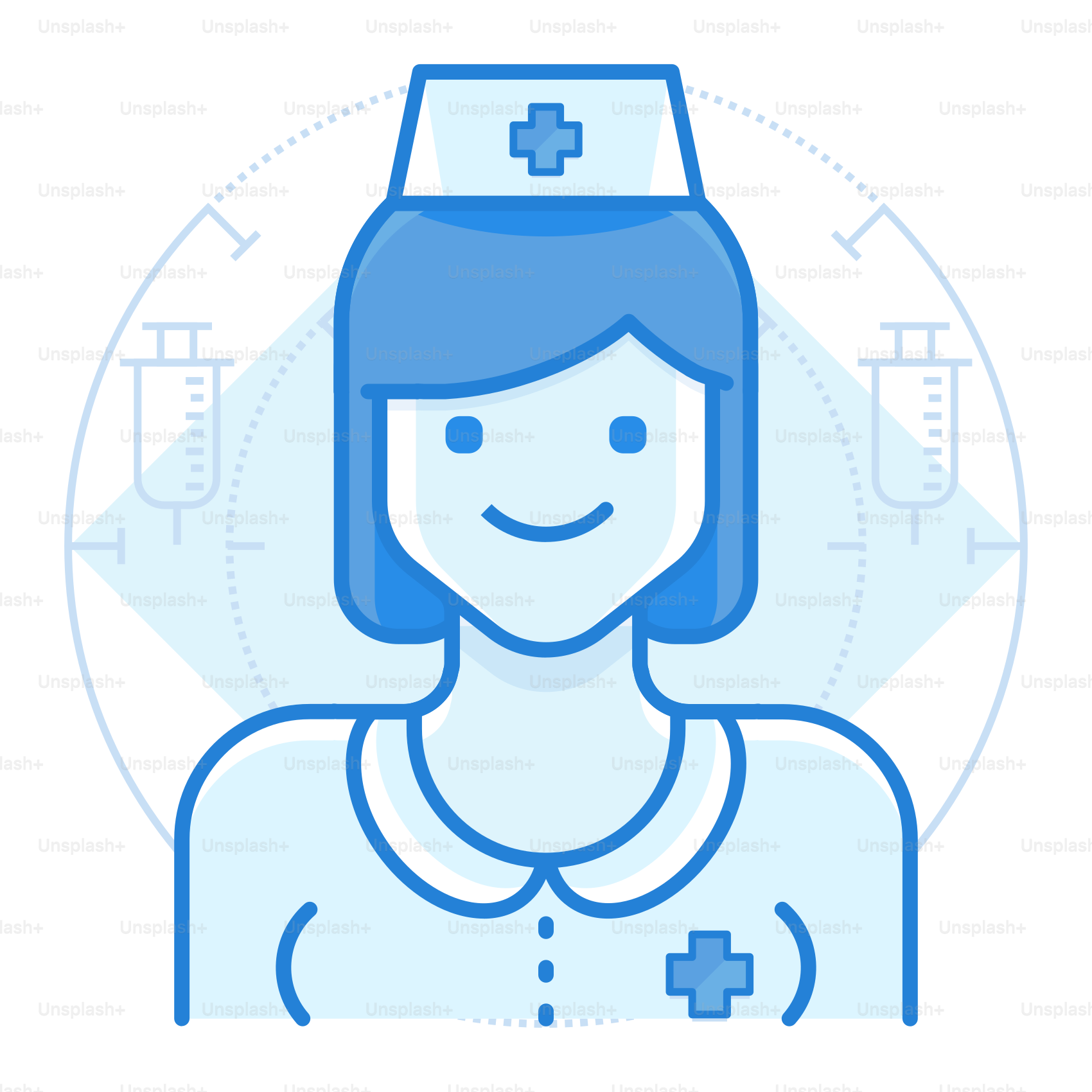 A woman with a nurse's hat on her head