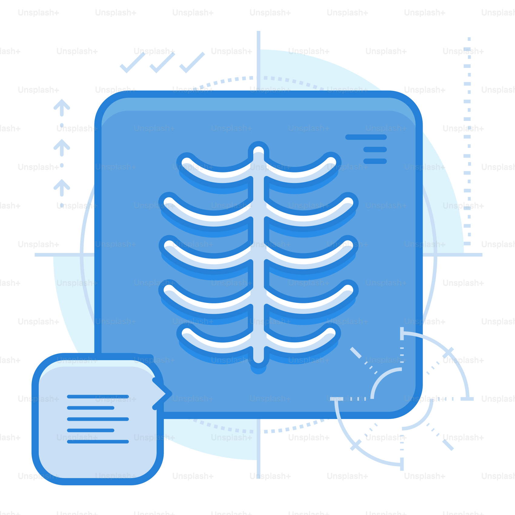 A blue square with a picture of a ribbed on it