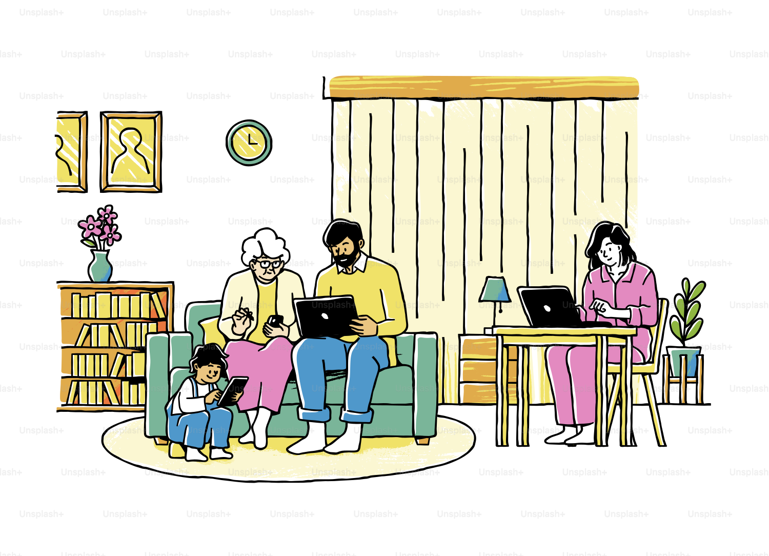 Um grupo de pessoas sentadas ao redor de uma mesa com laptops