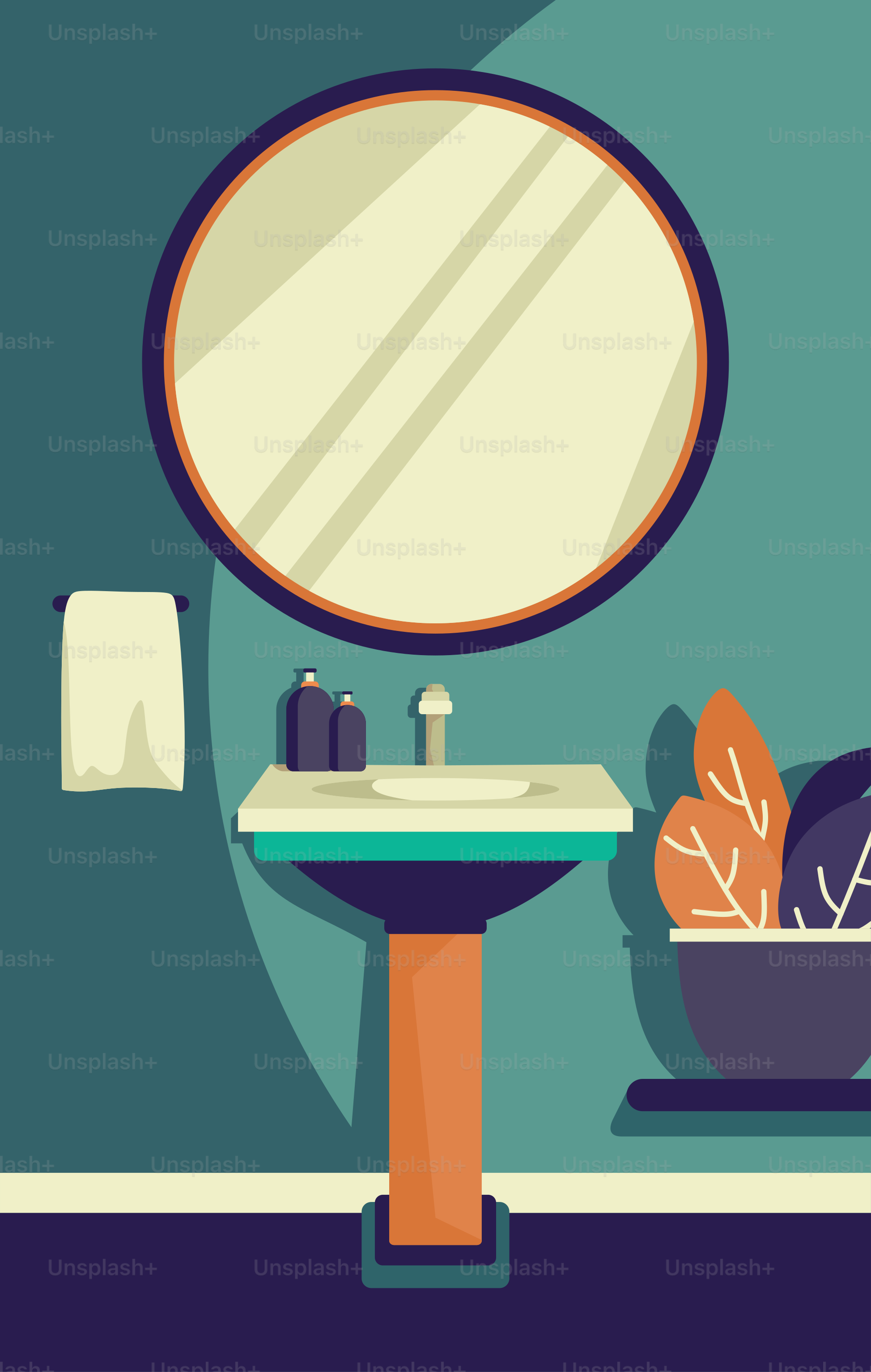 A bathroom with a sink and a mirror vector – Interior design Image on  Unsplash, image size:3000x4724