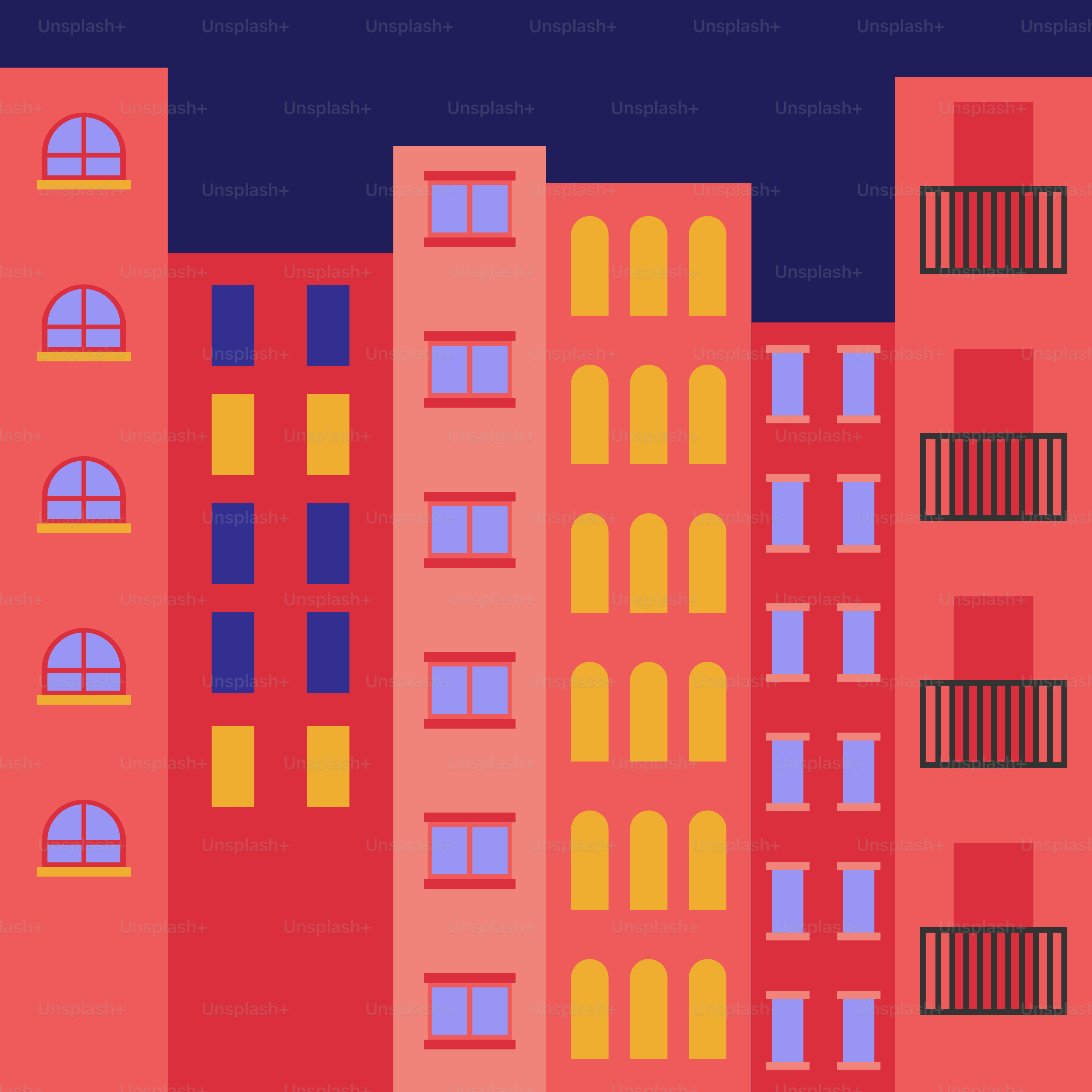 창문과 발코니가 많은 높은 건물