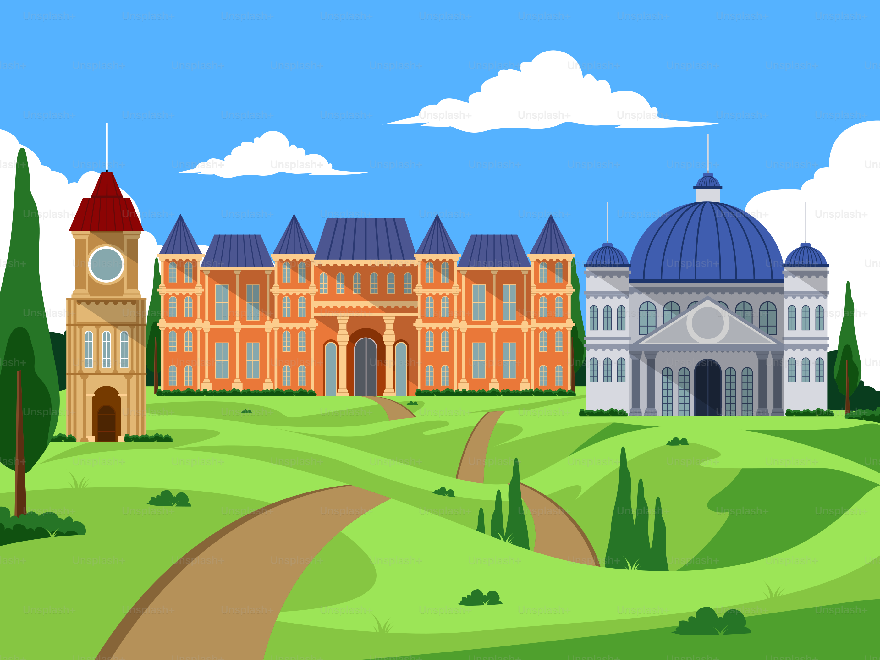 A large building with a clock tower on top of it