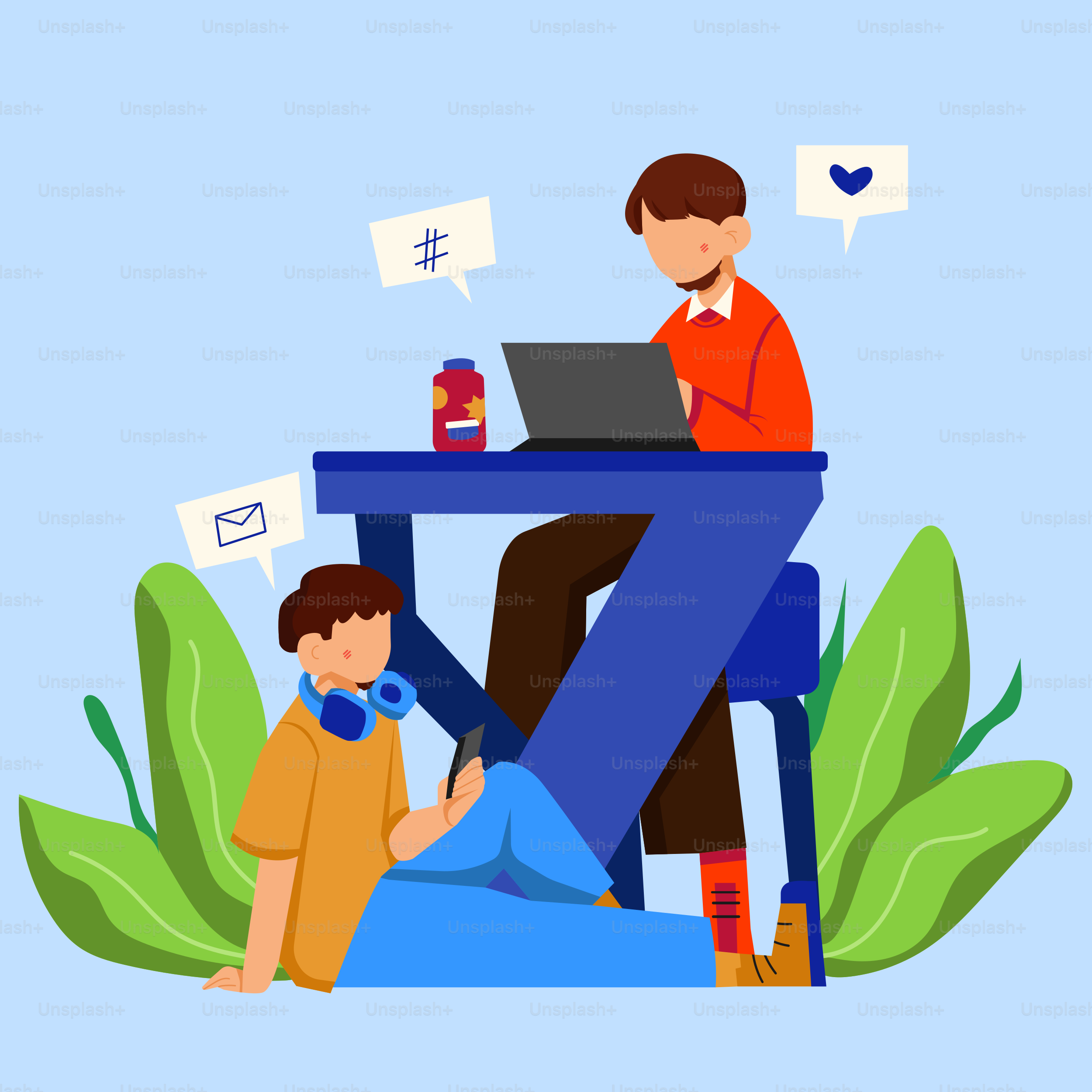 A man sitting at a desk with a child on his lap