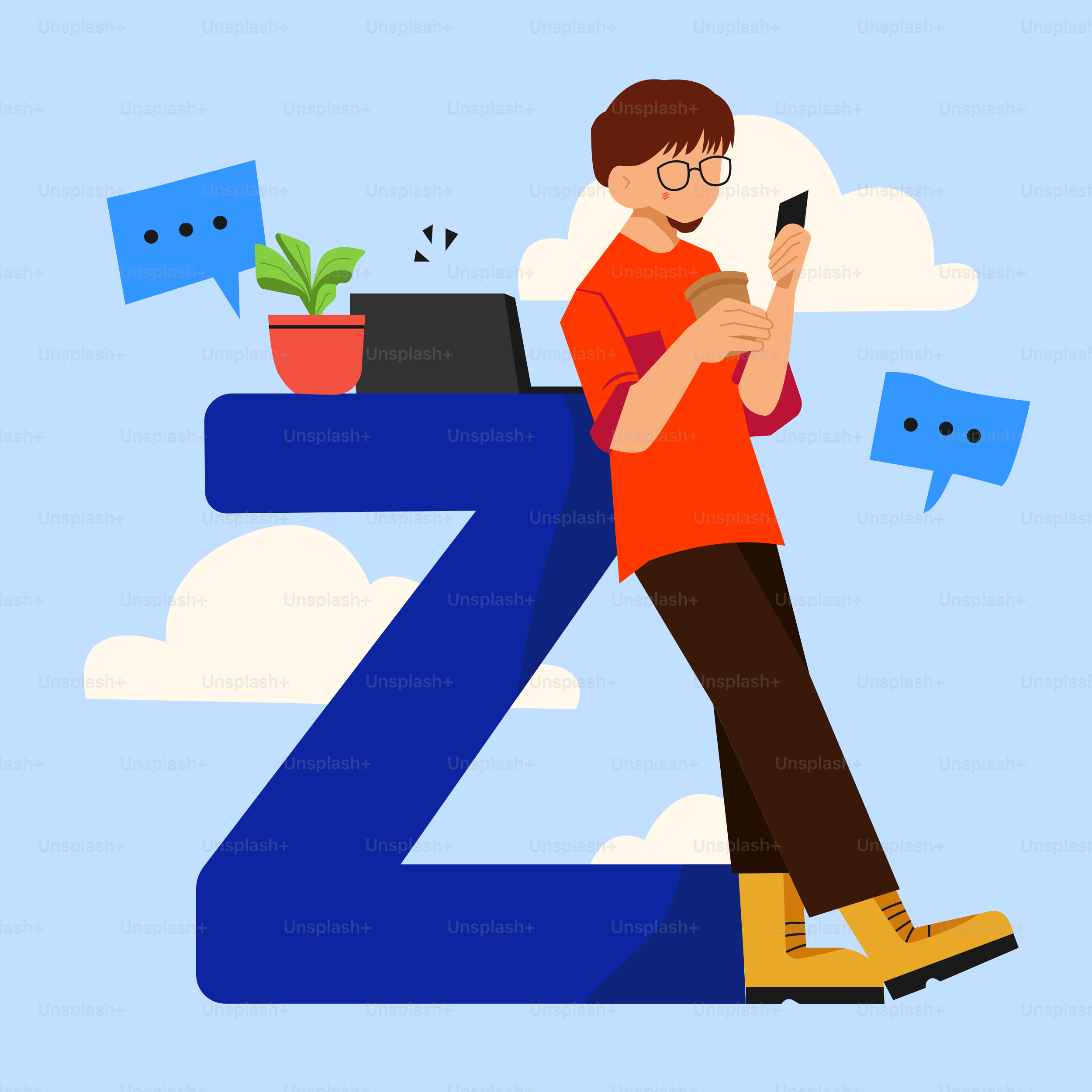 A man holding a cell phone standing next to a number