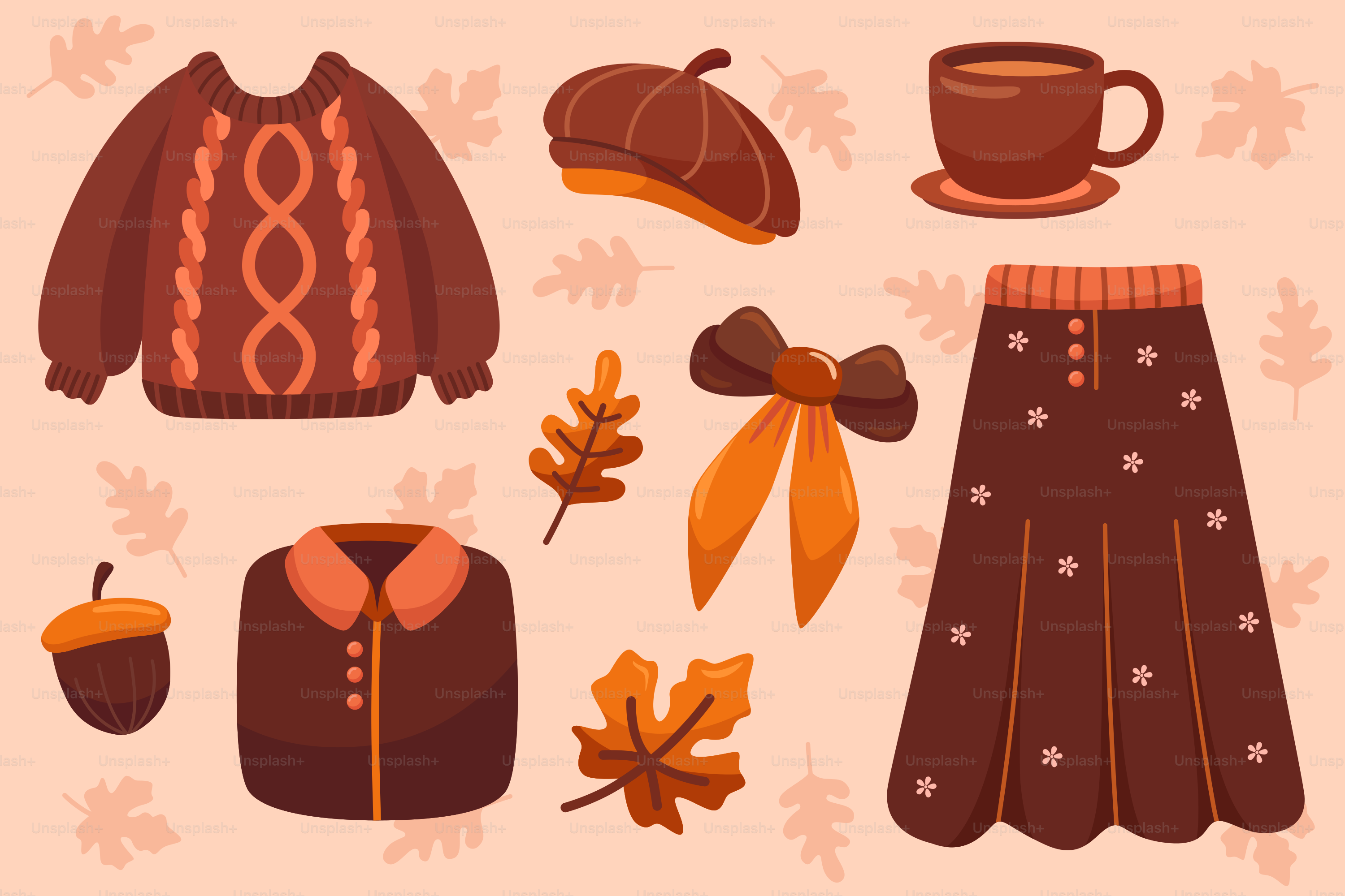 Eine Sammlung von Herbstkleidung und Accessoires