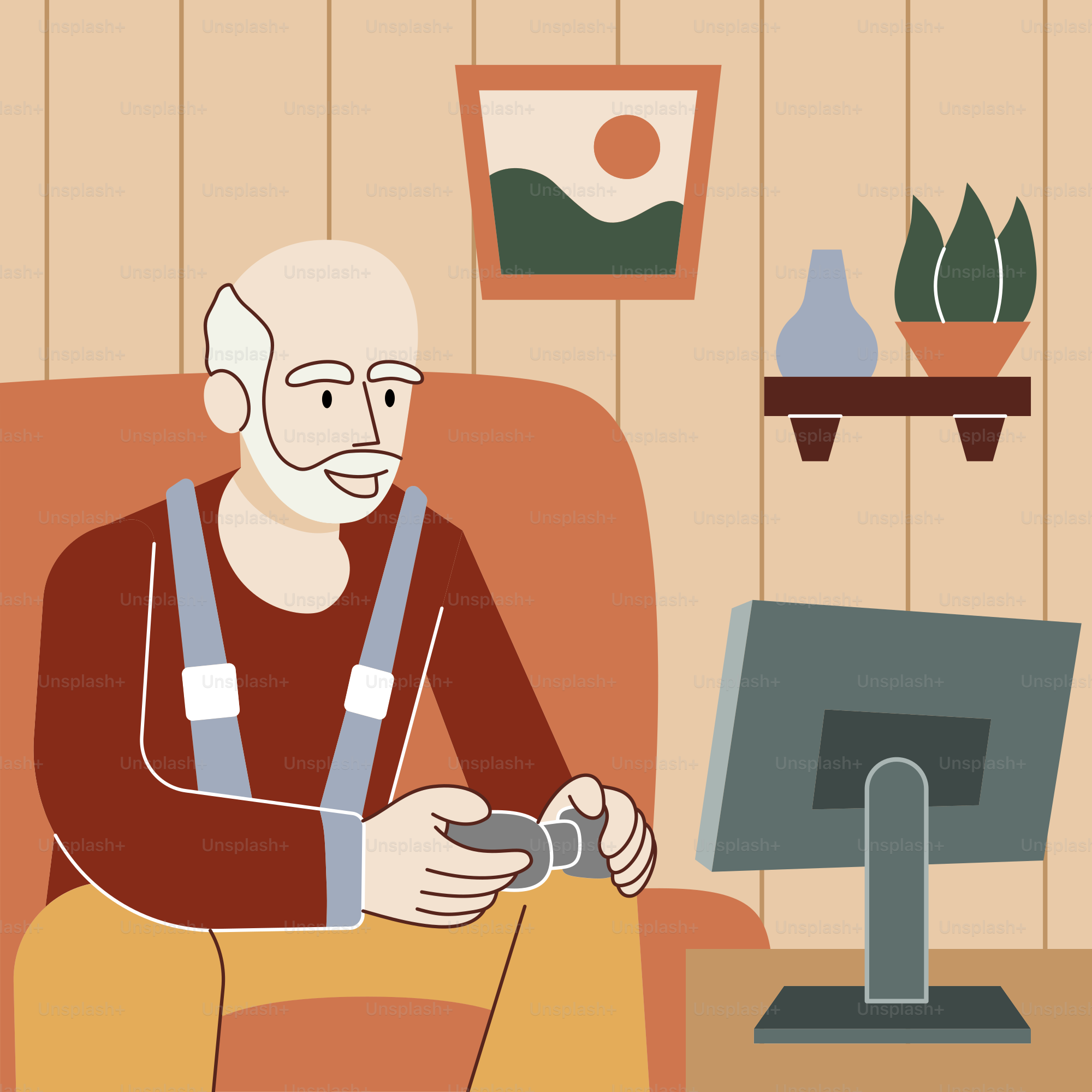 A man sitting in a chair playing a video game