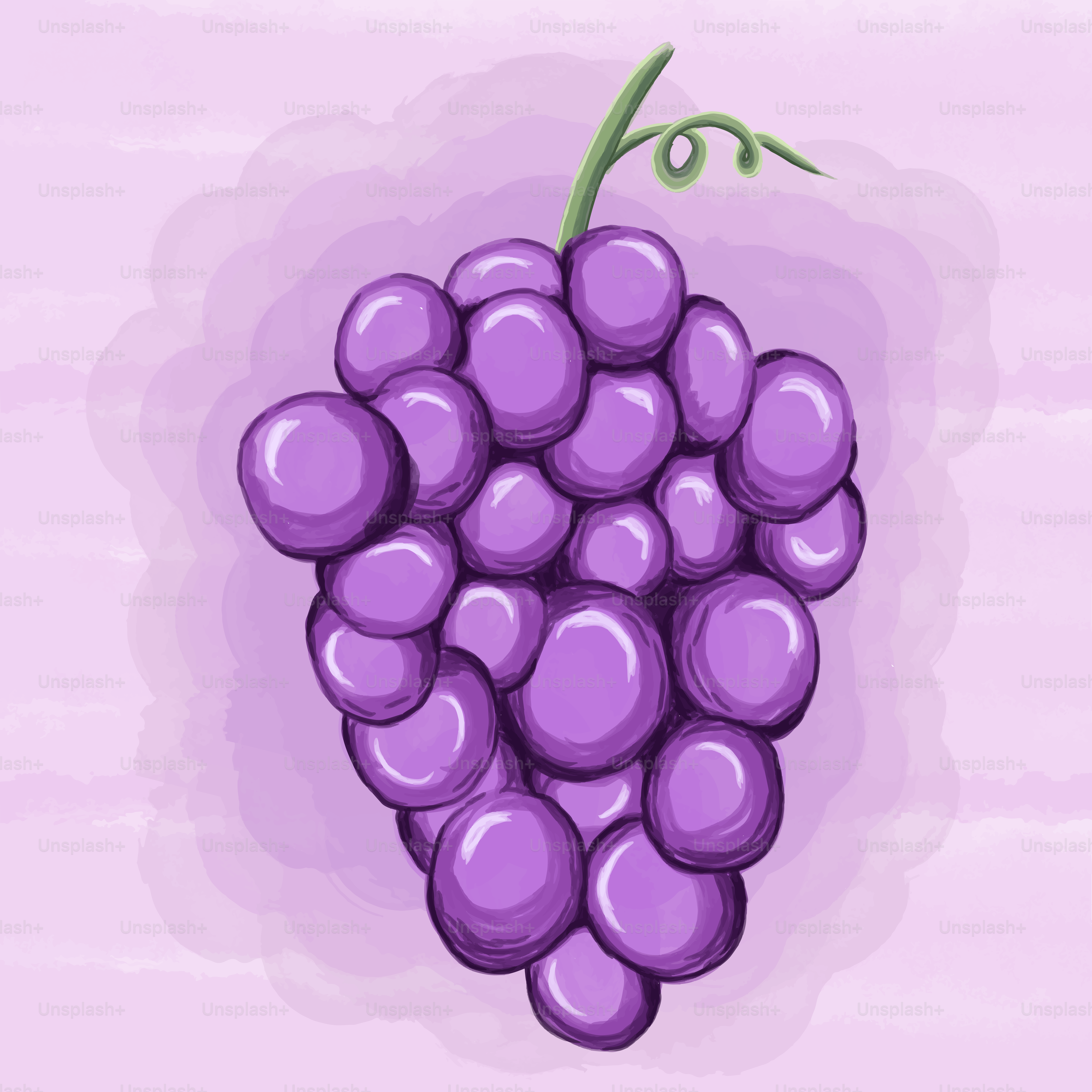 A bunch of grapes on a pink background