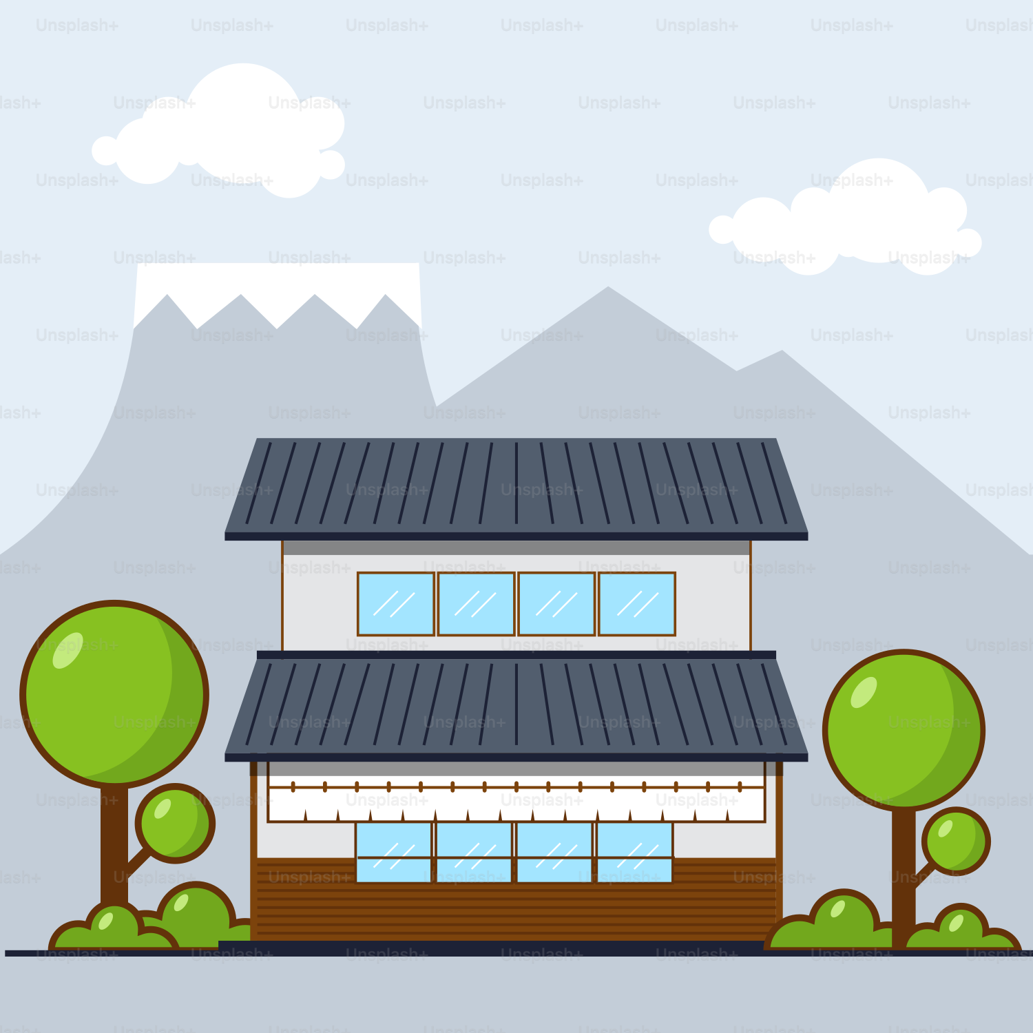 Un bâtiment avec une montagne en arrière-plan