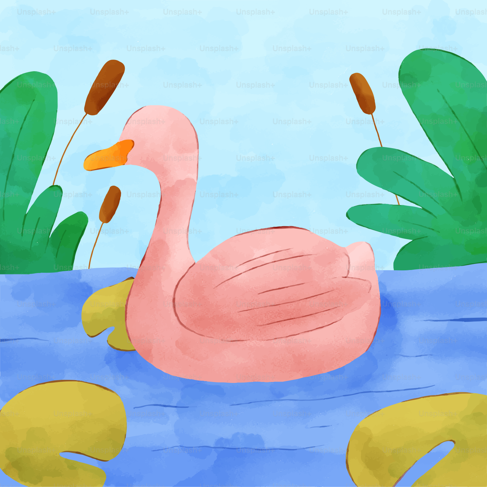 A pink duck floating on top of a body of water