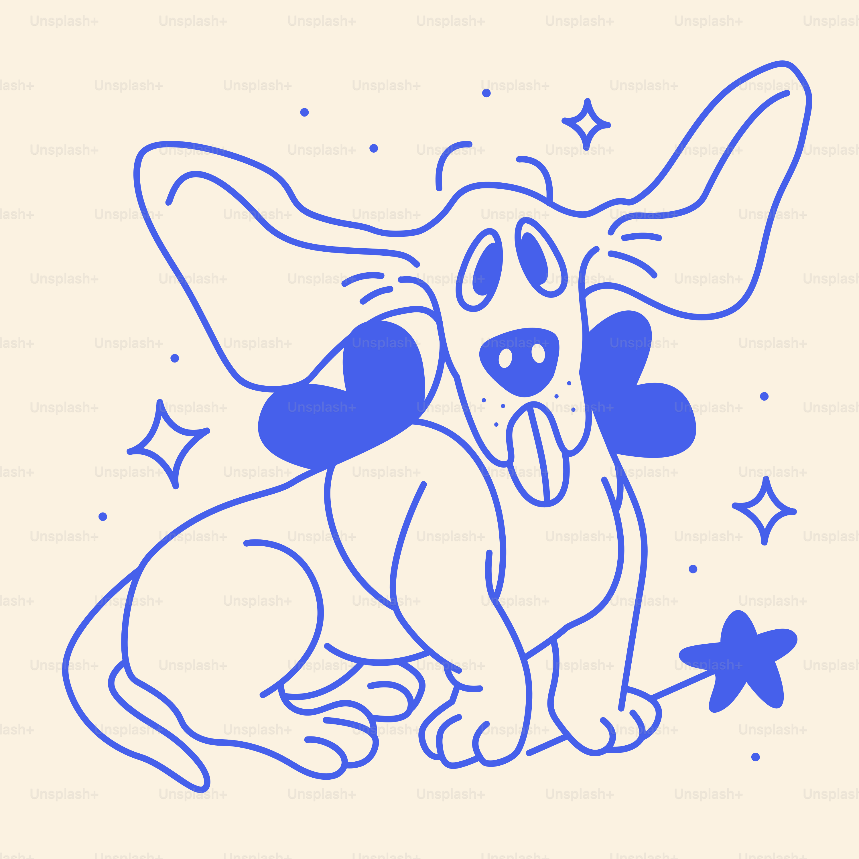 A drawing of a dog with its tongue out