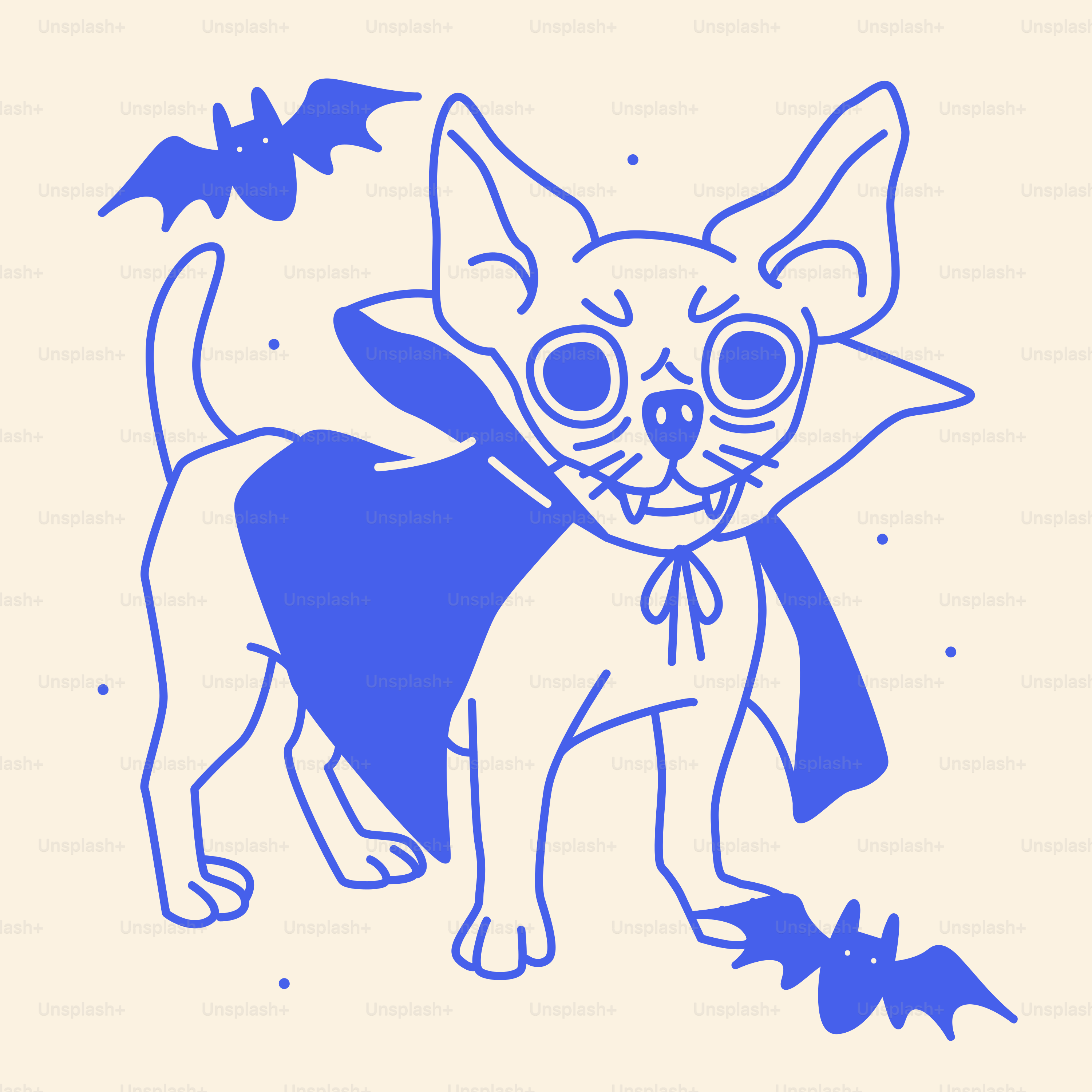 A drawing of a cat wearing a cape