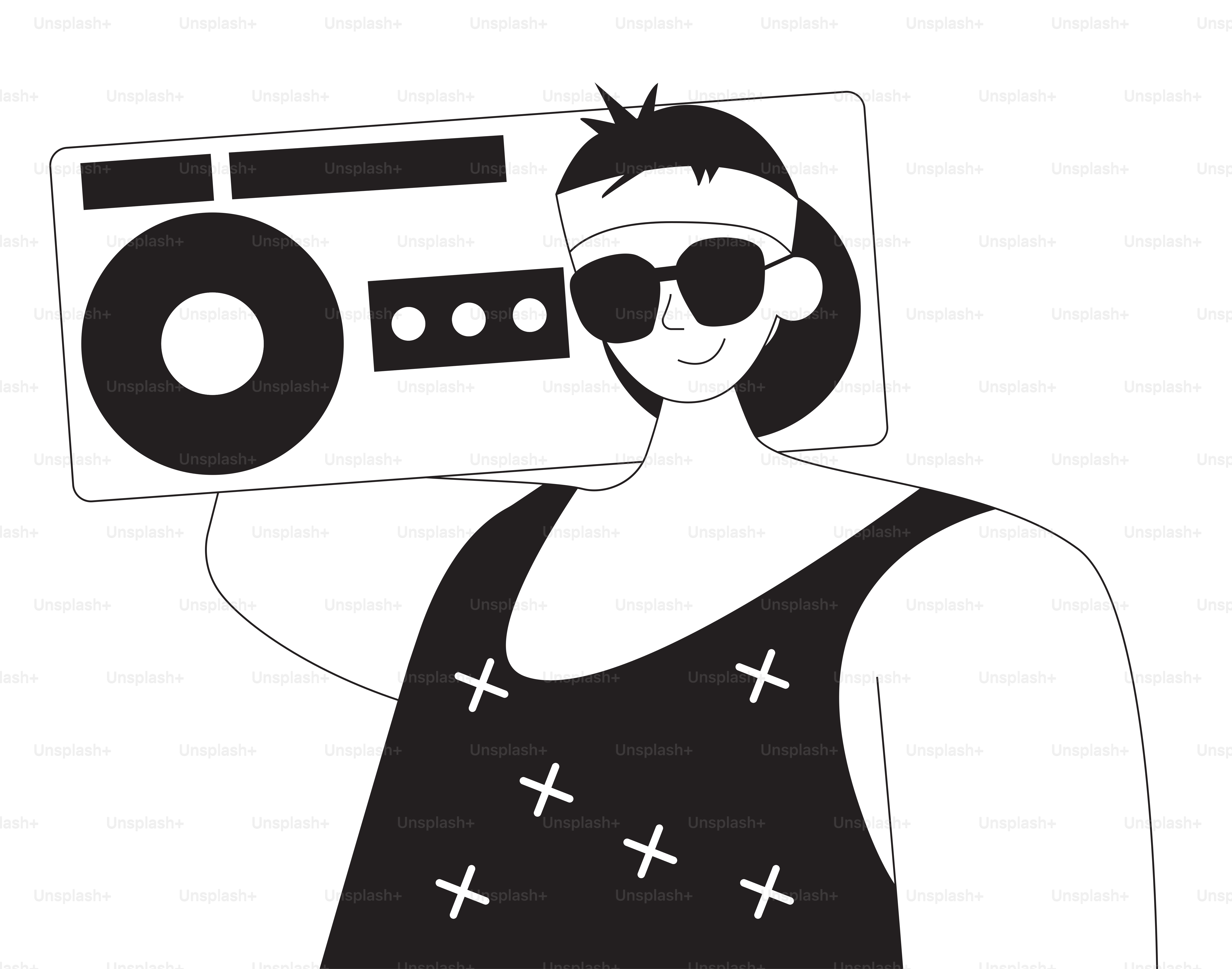 Eine Frau, die einen Ghettoblaster in der Hand hält