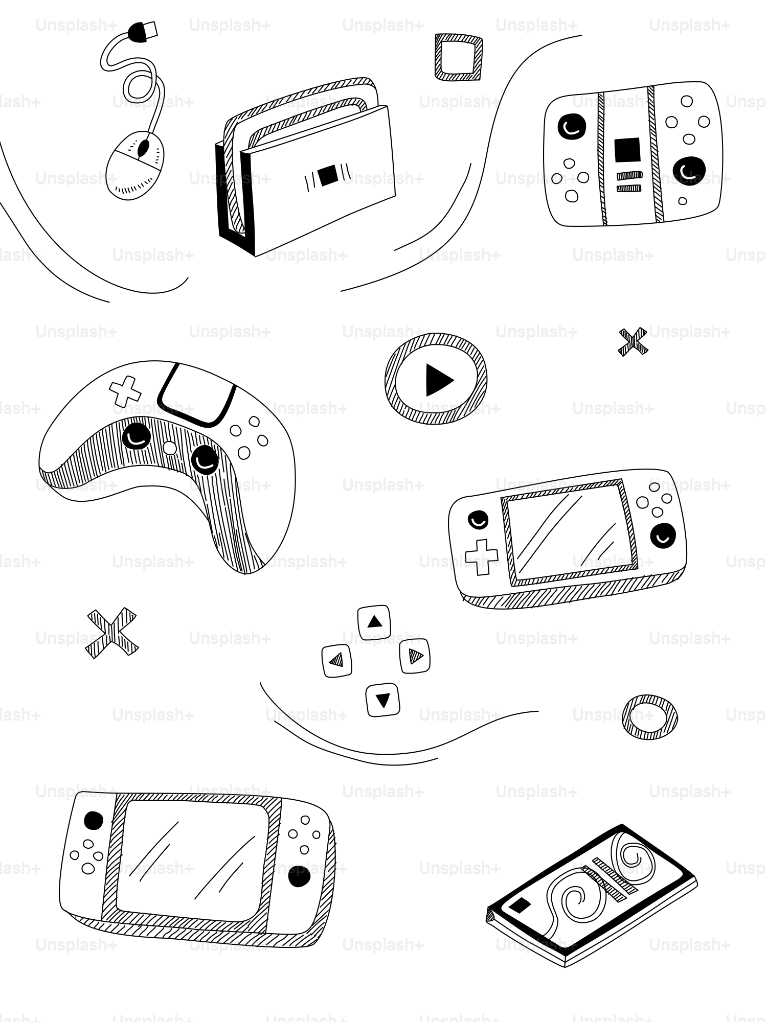 A drawing of a video game controller