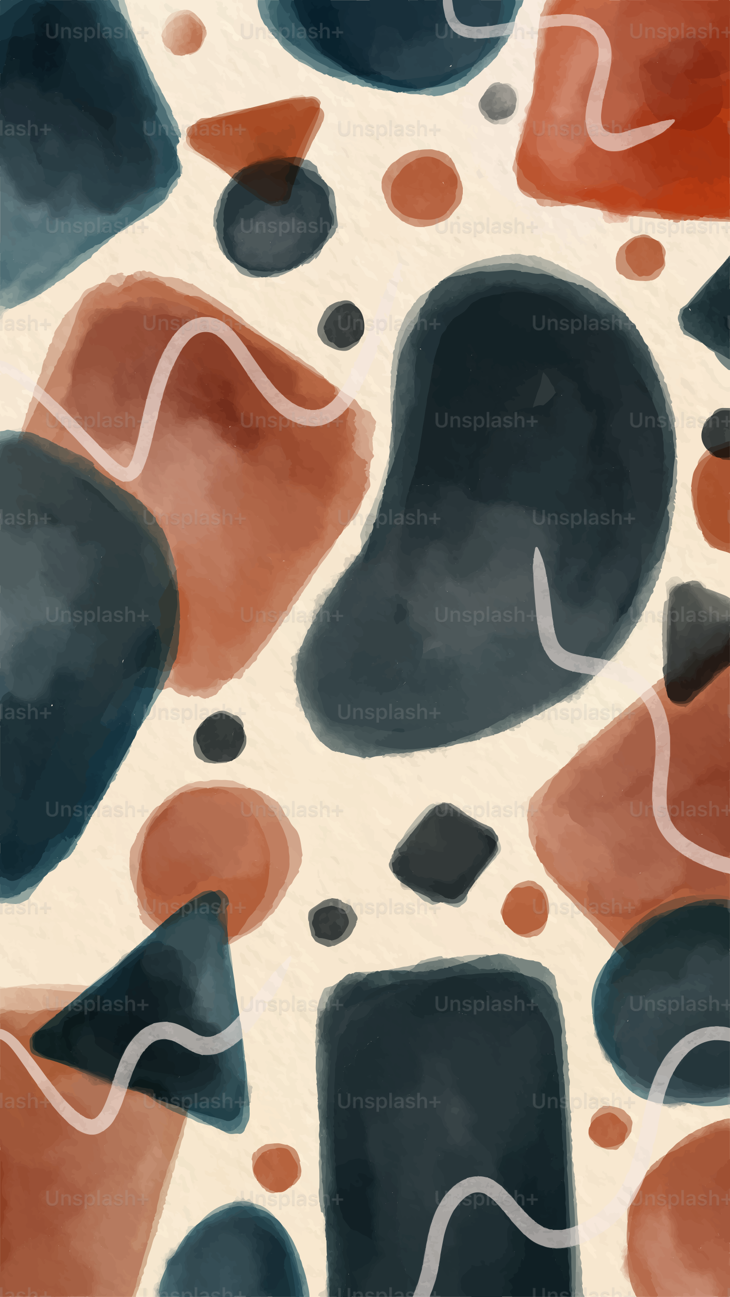 Una pintura de diferentes formas y colores