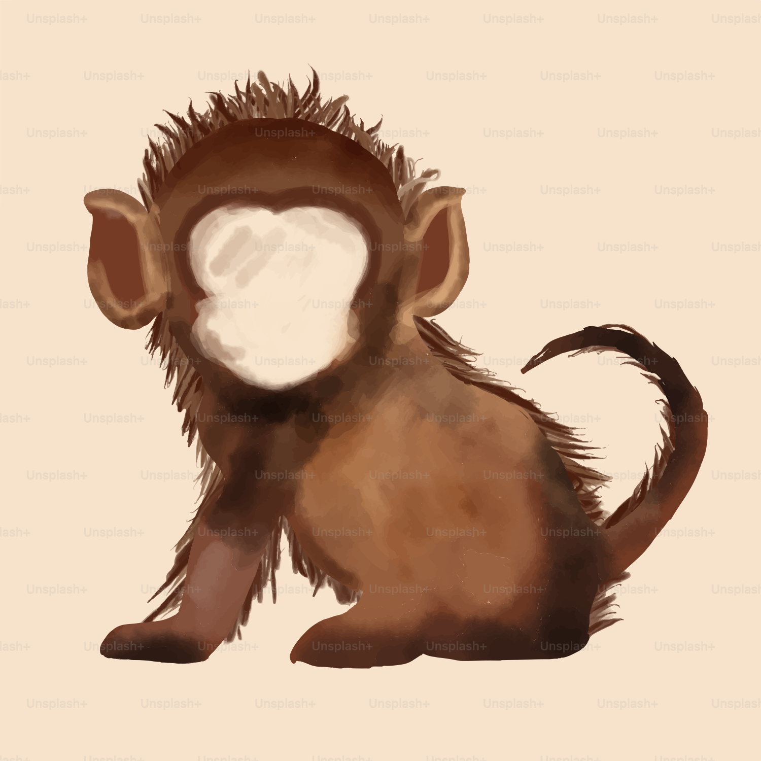 Una imagen de un mono sentado en el suelo