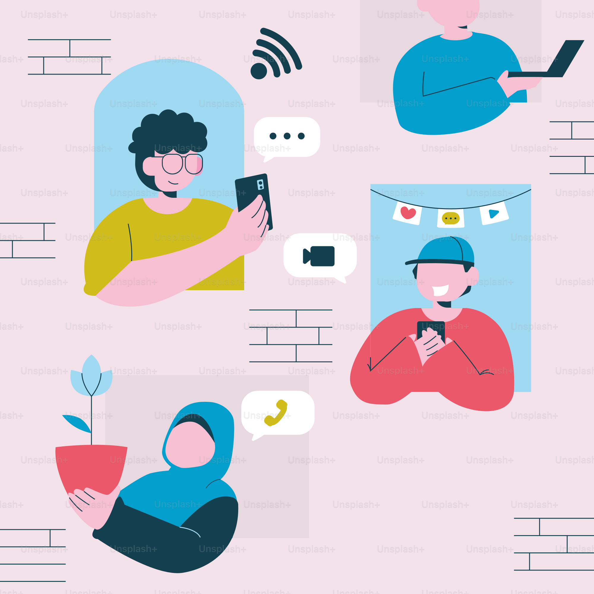 Un gruppo di persone sedute attorno a un tavolo con i cellulari