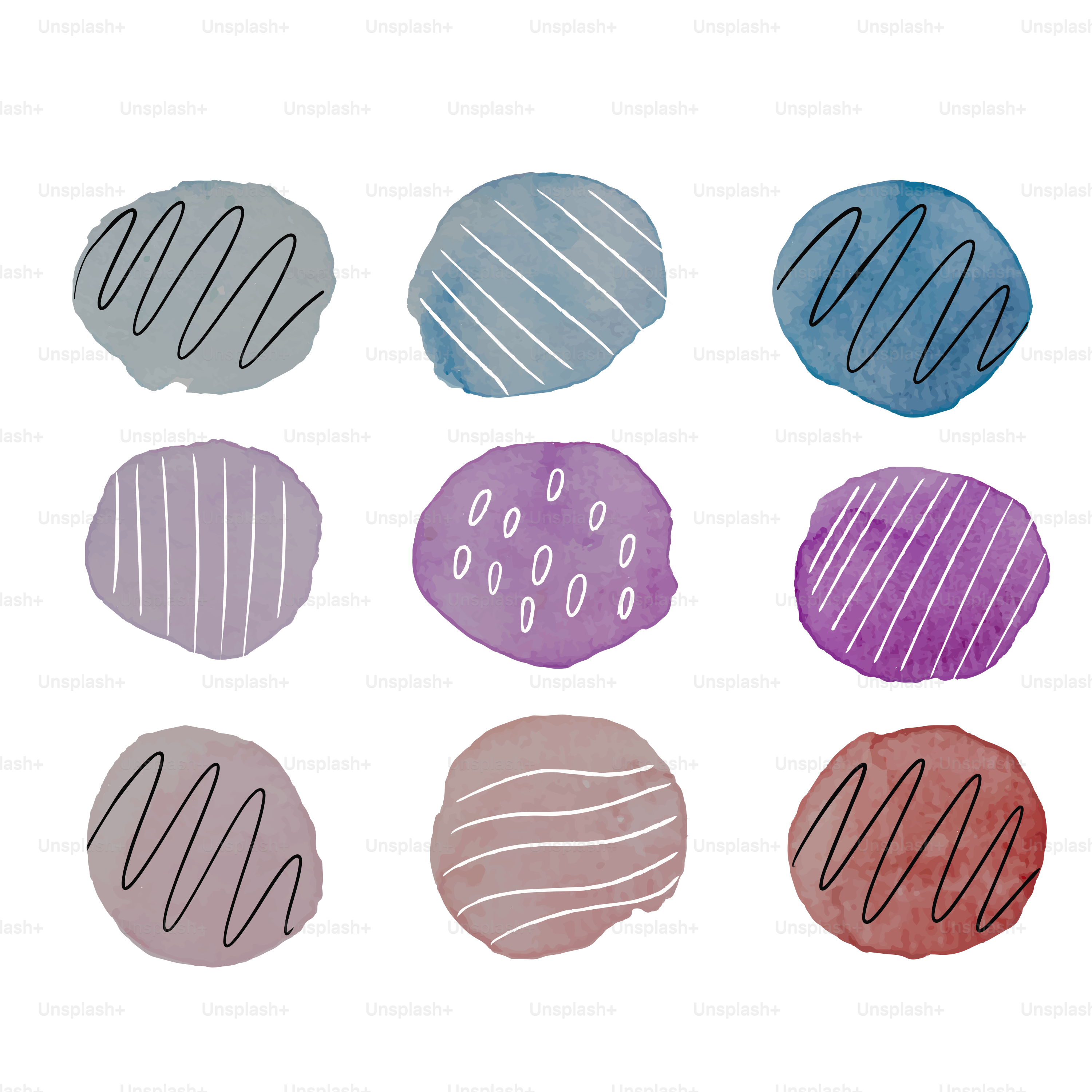A group of different colored circles on a white background