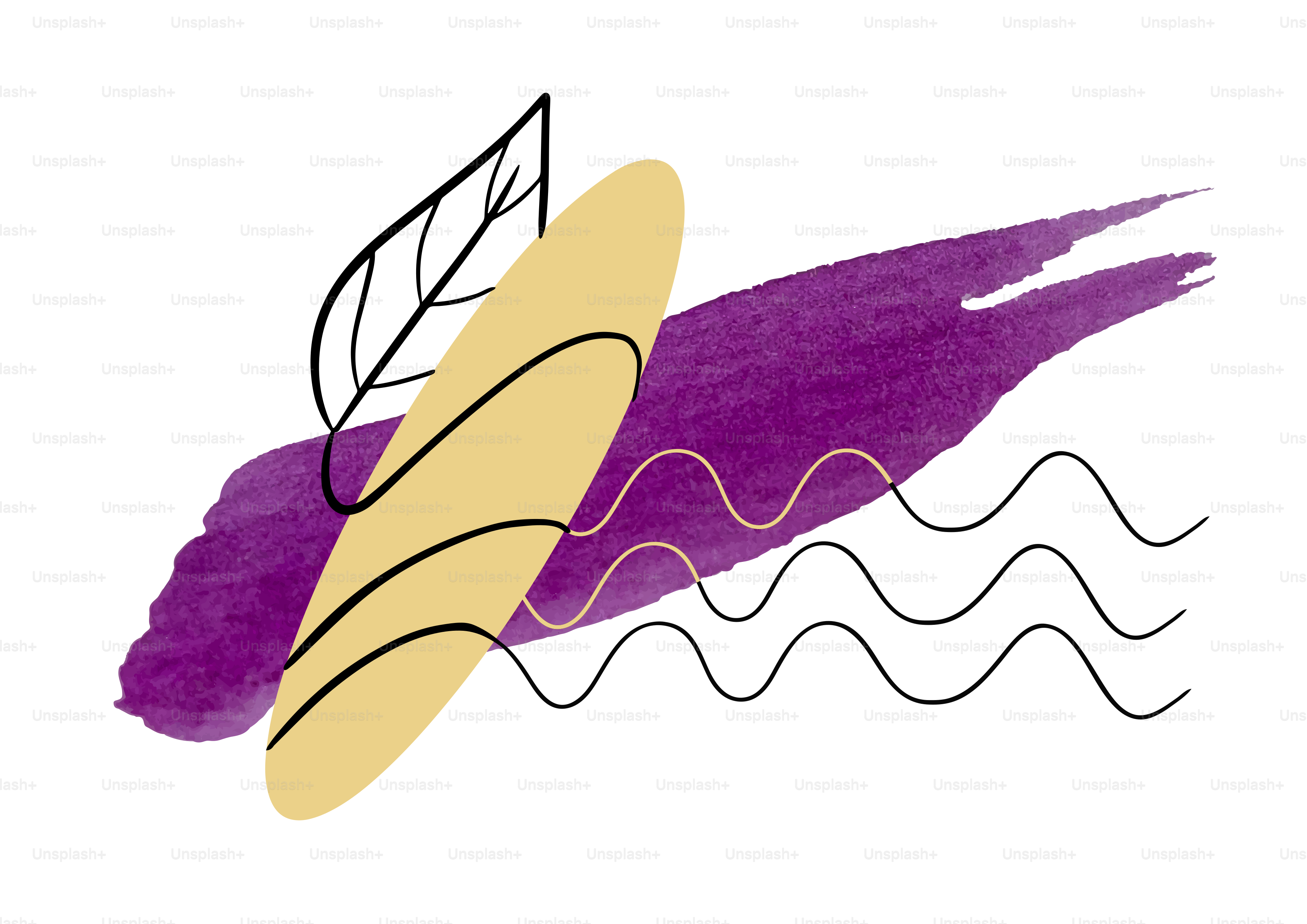 Eine Zeichnung einer Welle mit einem Blatt darauf