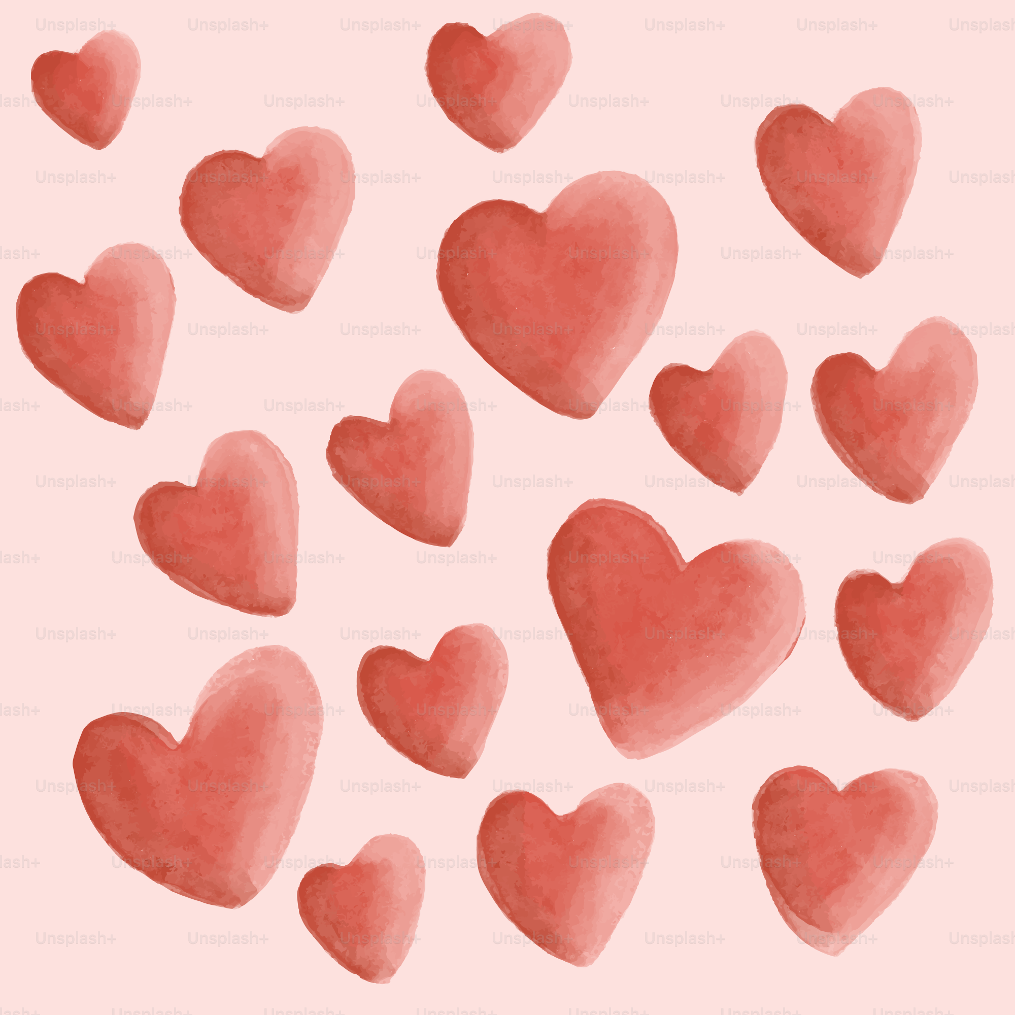 A bunch of red hearts on a pink background