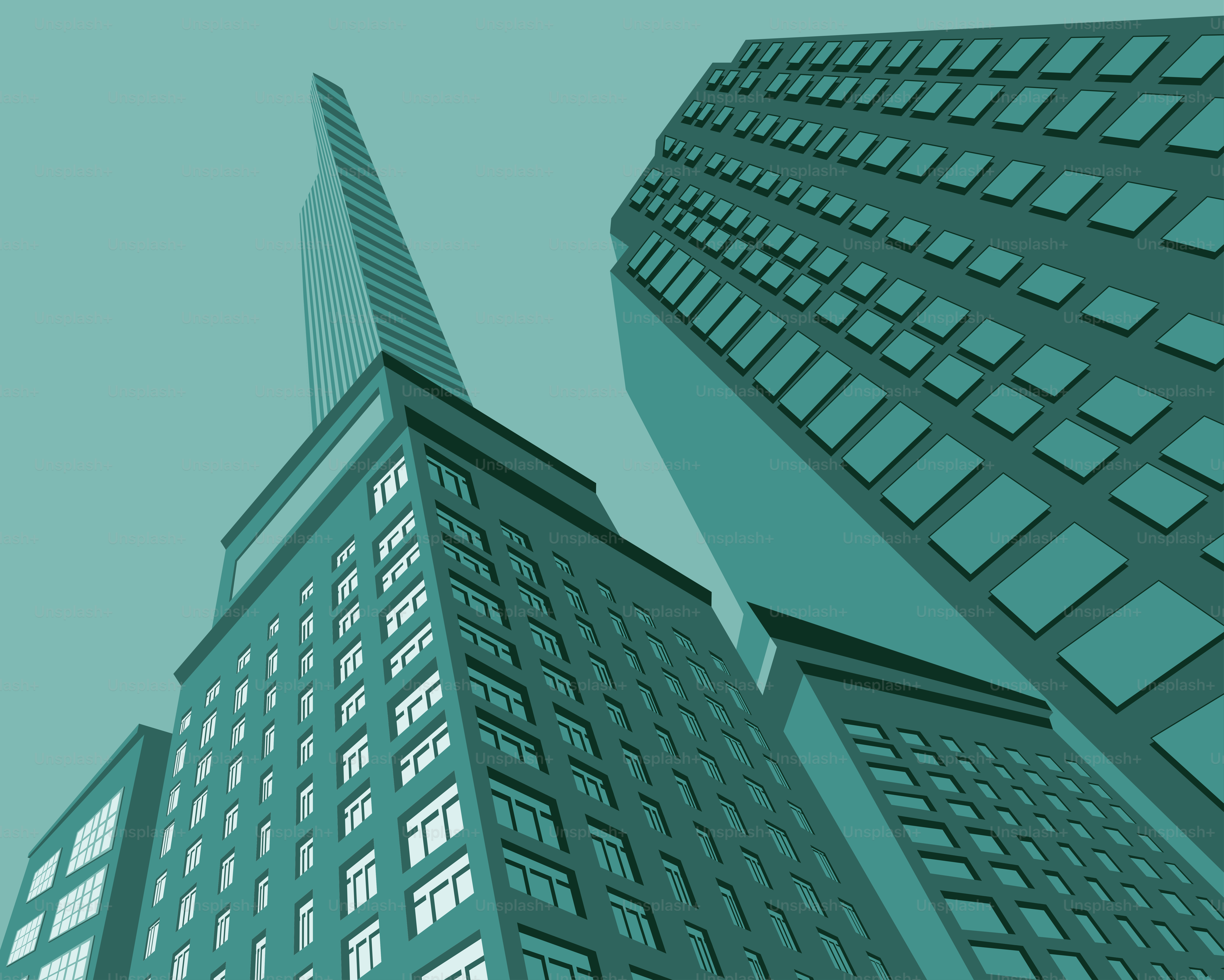 A couple of tall buildings sitting next to each other