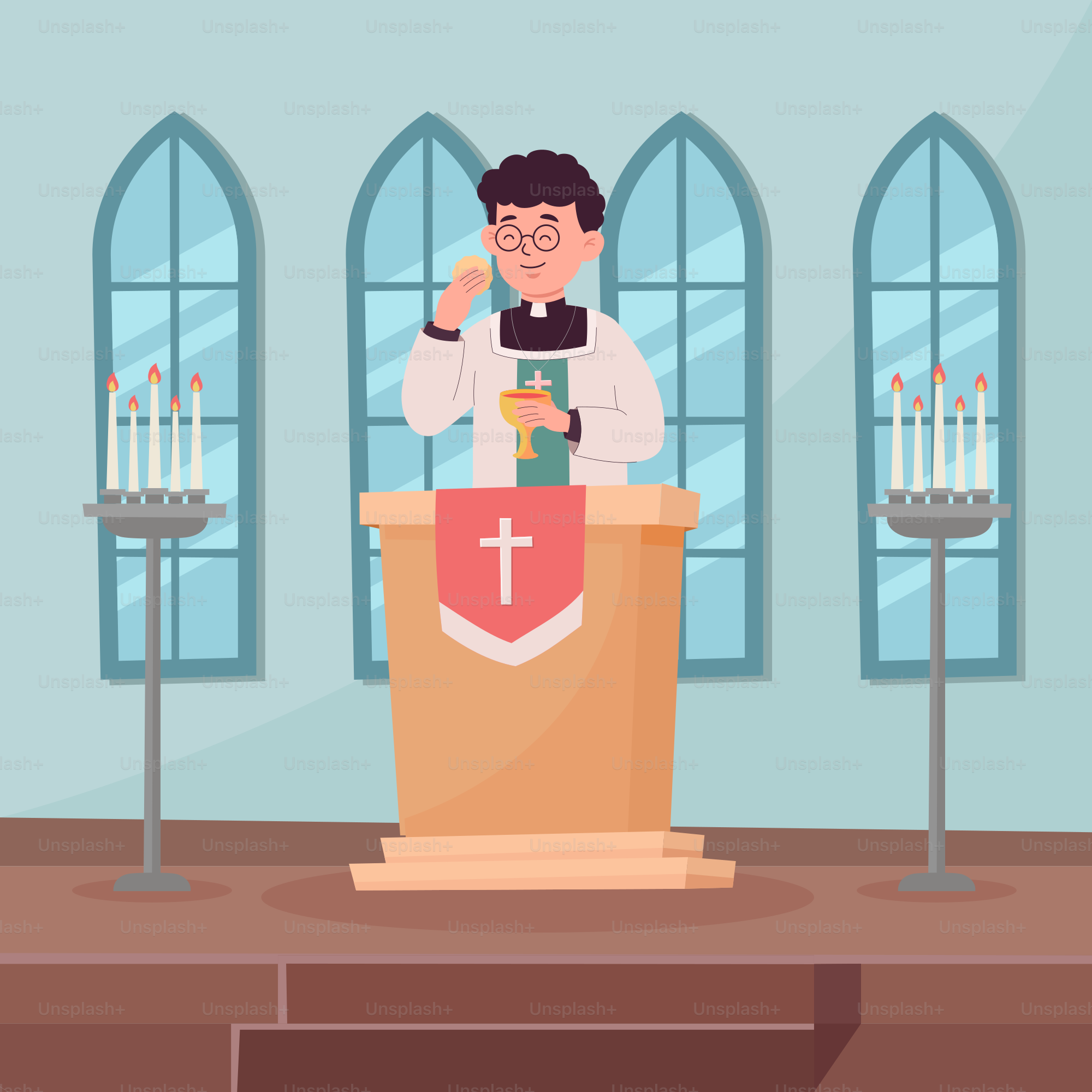 A man standing at a podium with a cross on it