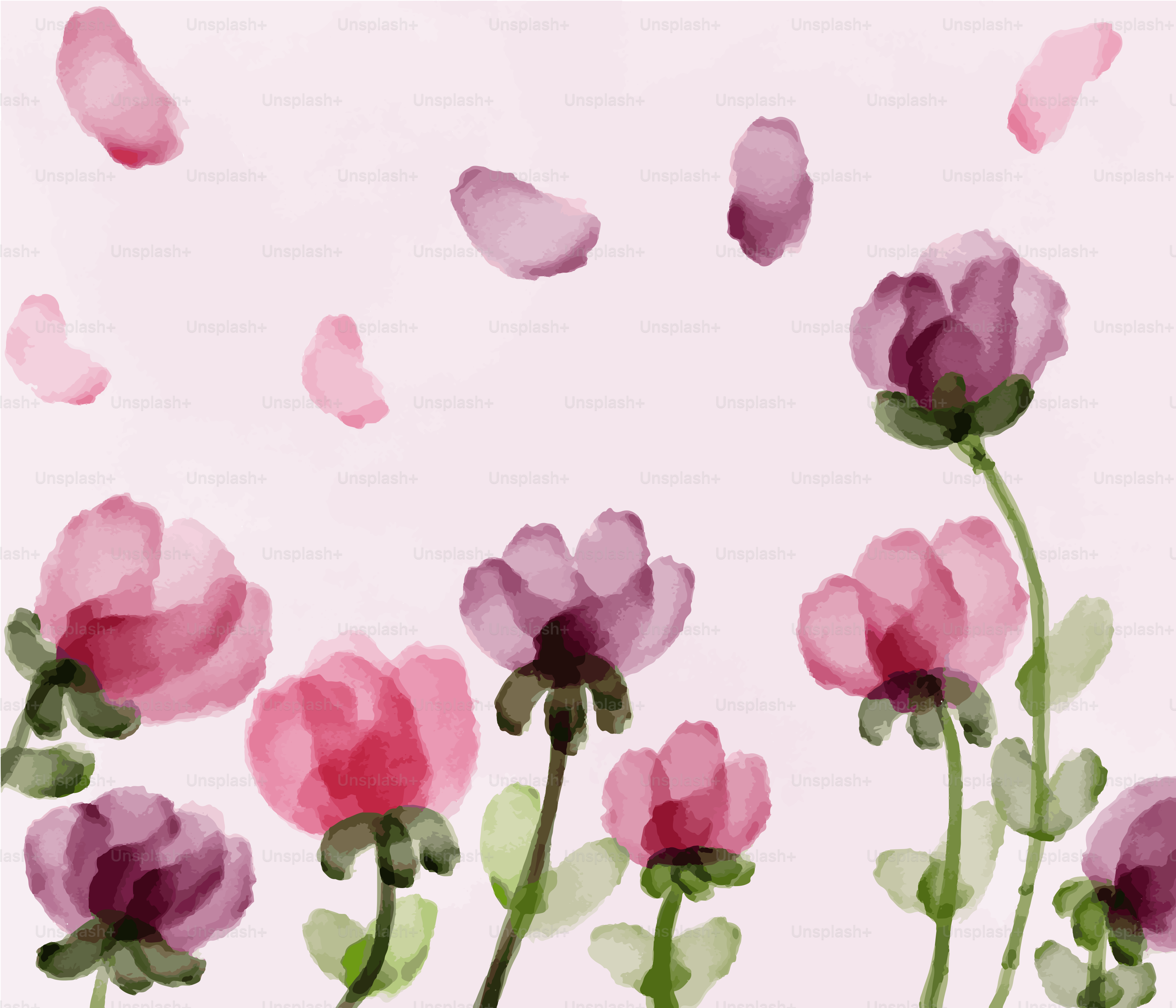 Une peinture de fleurs roses sur fond rose
