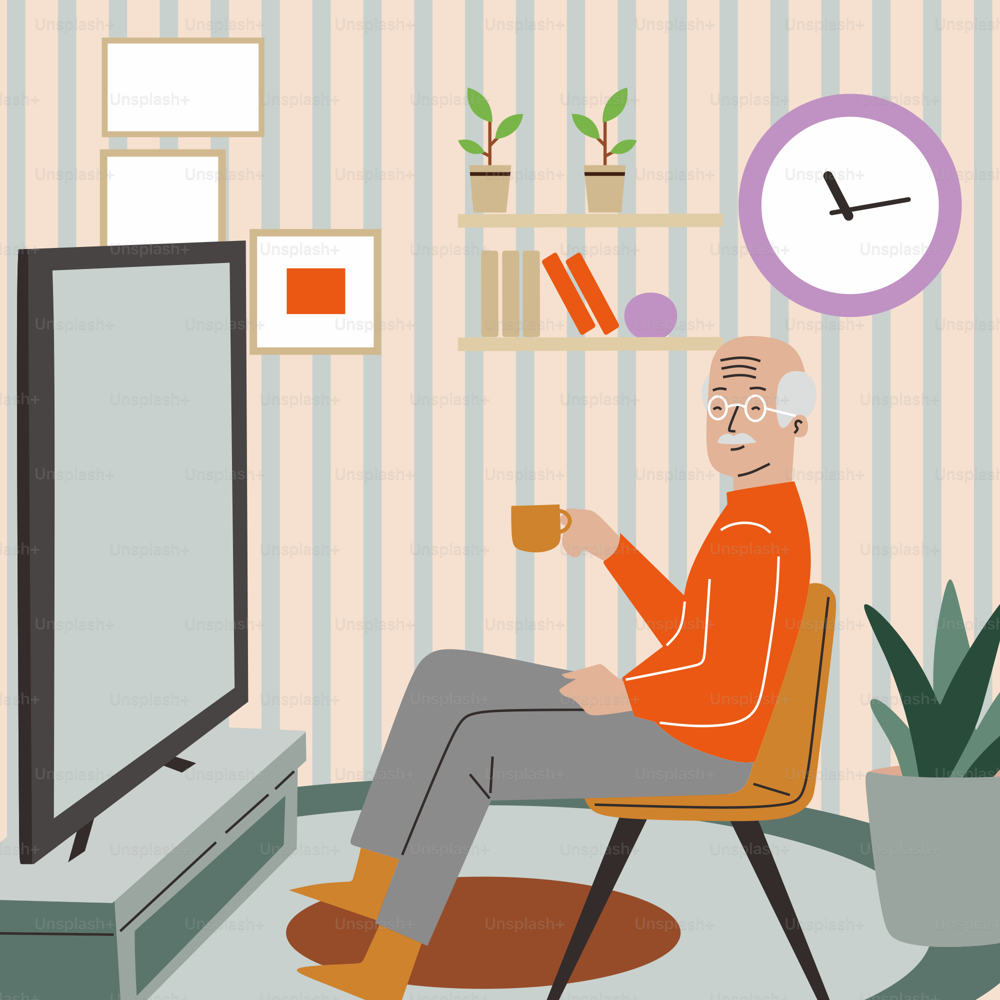 A man sitting in a chair in front of a TV