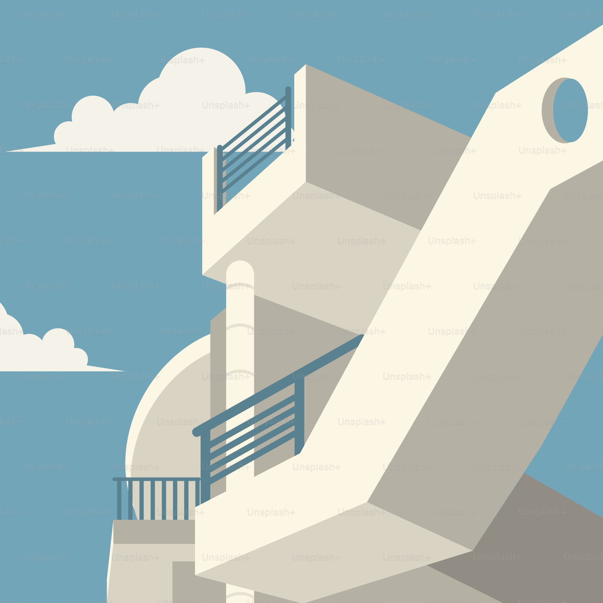 A building with a staircase going up to the top of it