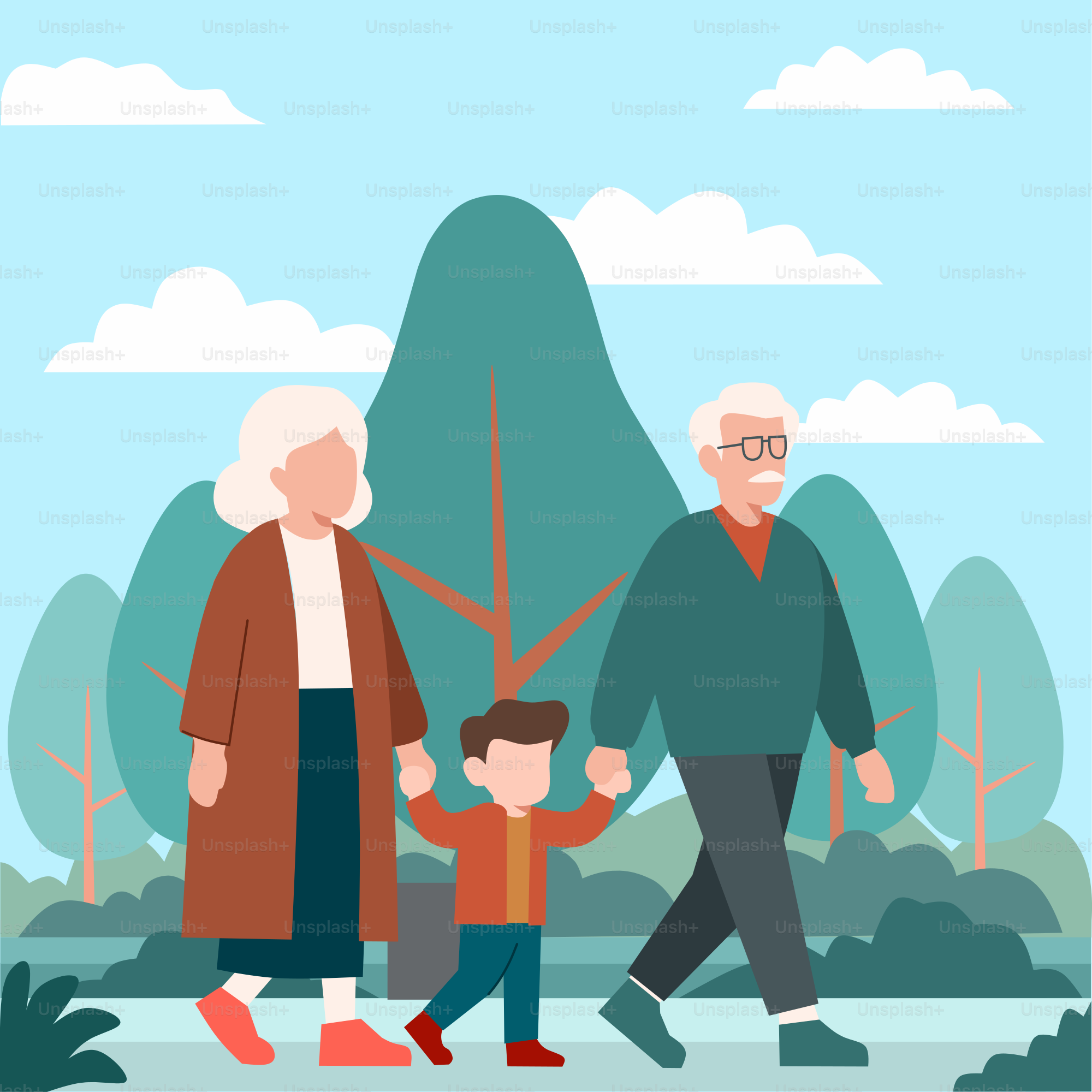 A family walking in the park together