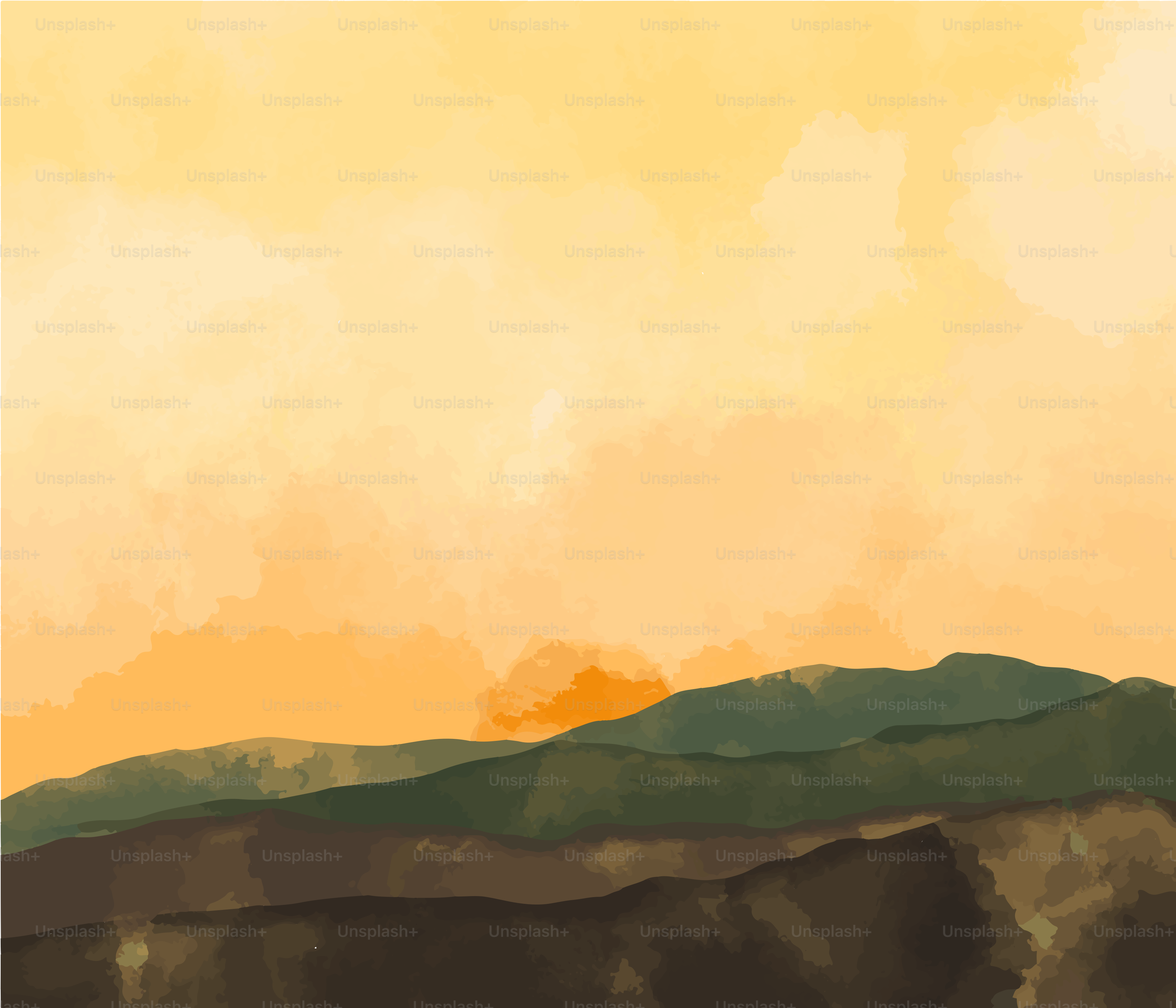 Une peinture d’une montagne avec un ciel en arrière-plan