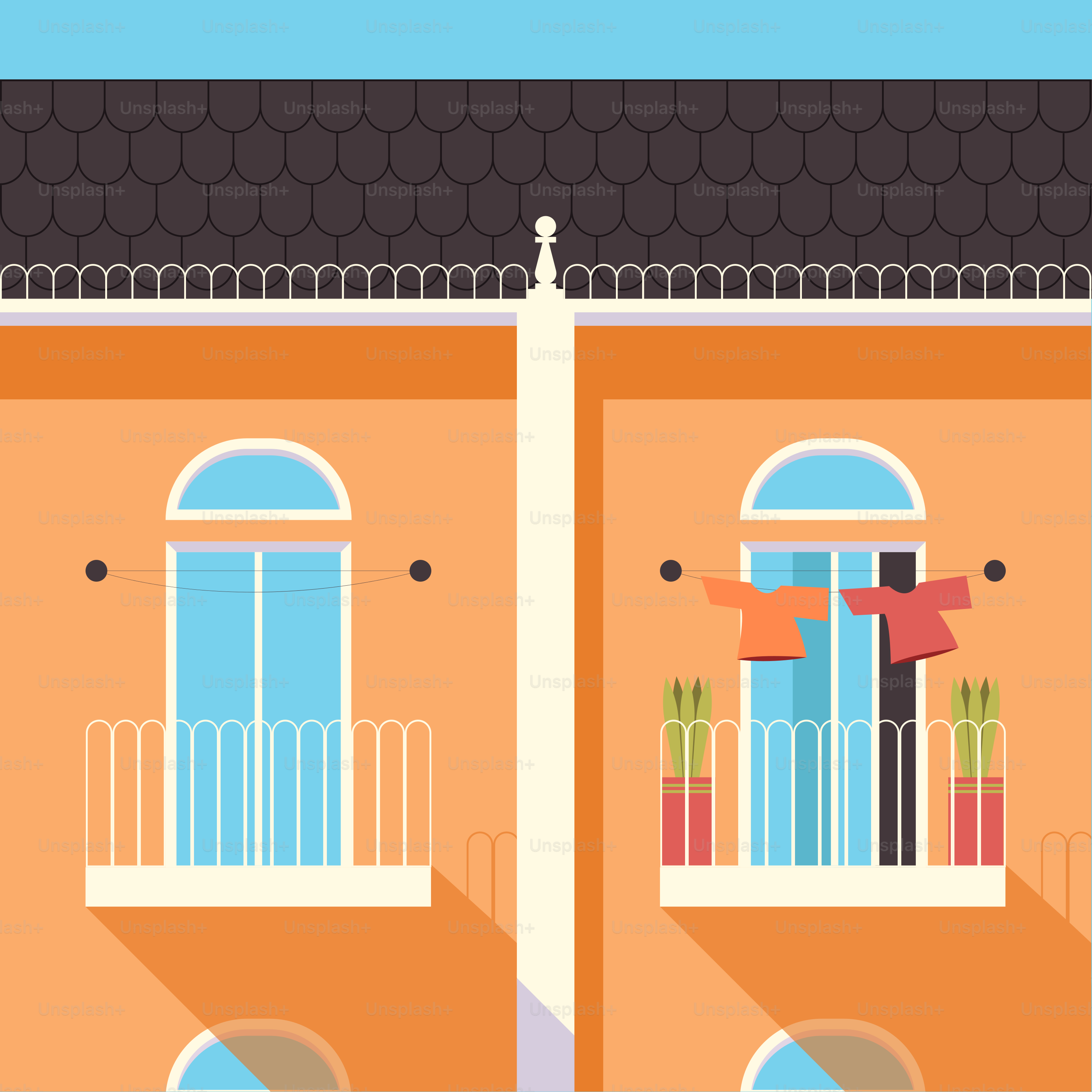 Un bâtiment avec deux balcons et un balcon