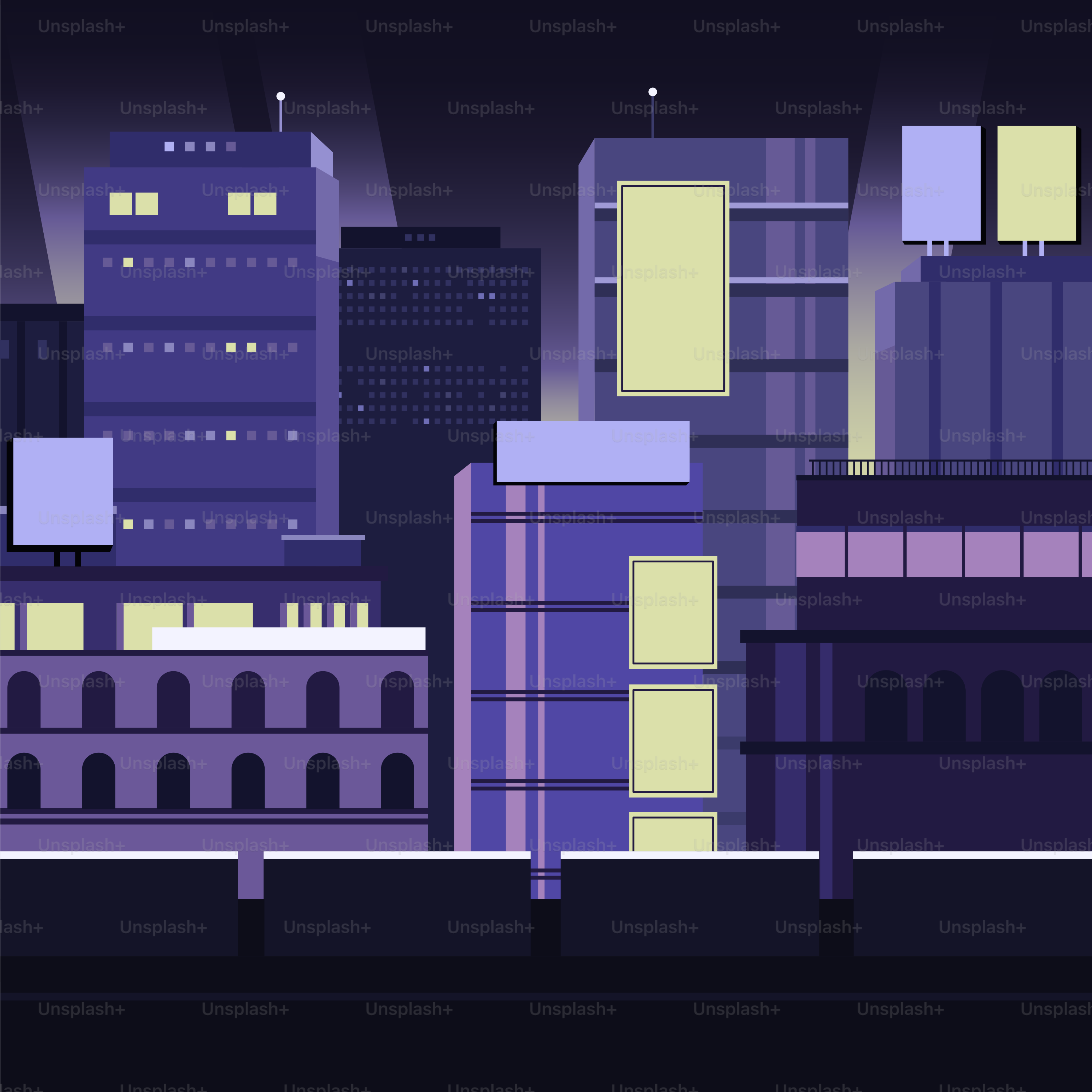 A picture of a city at night time