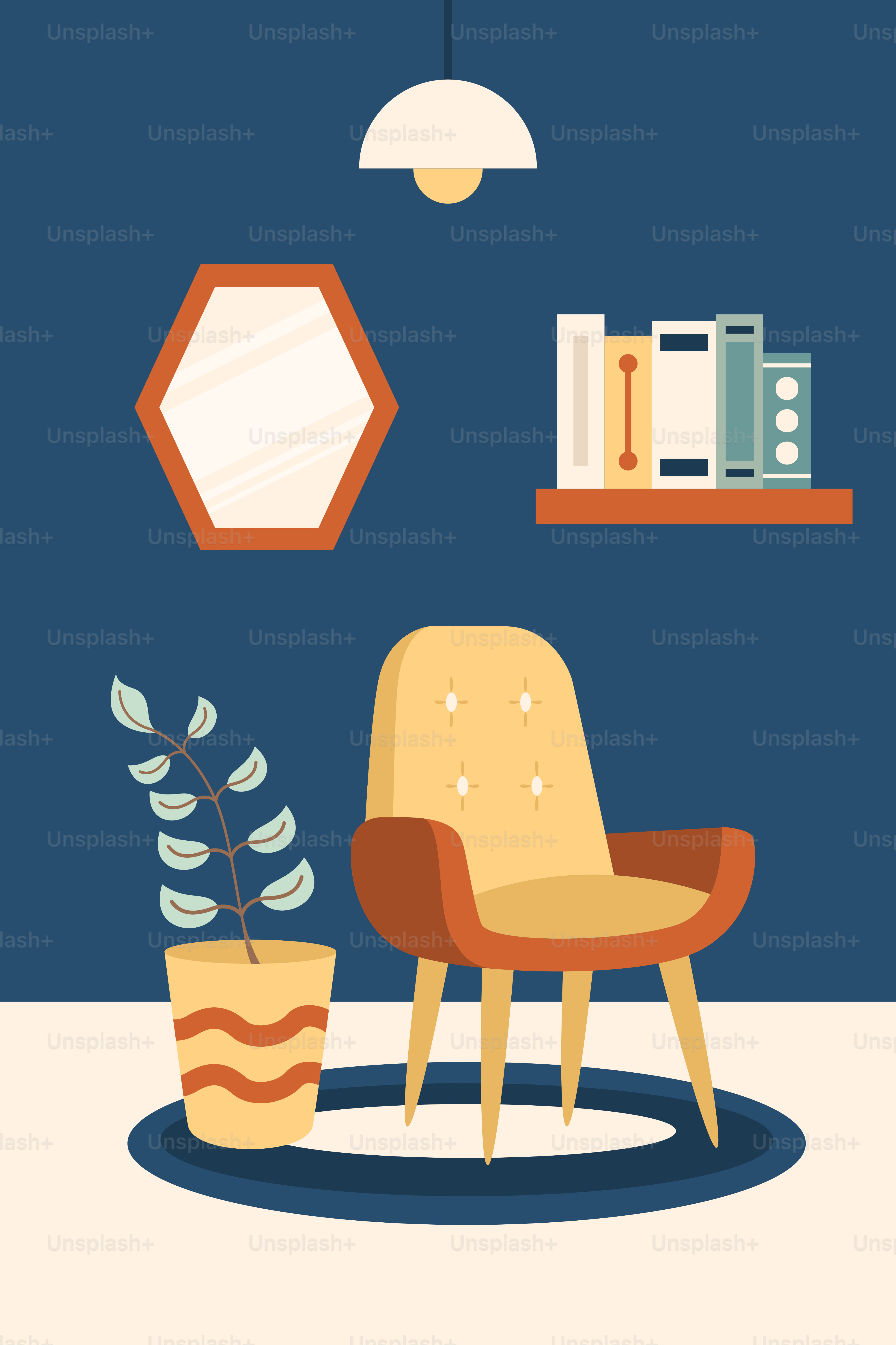 Ein Wohnzimmer mit einem Stuhl und einer Topfpflanze