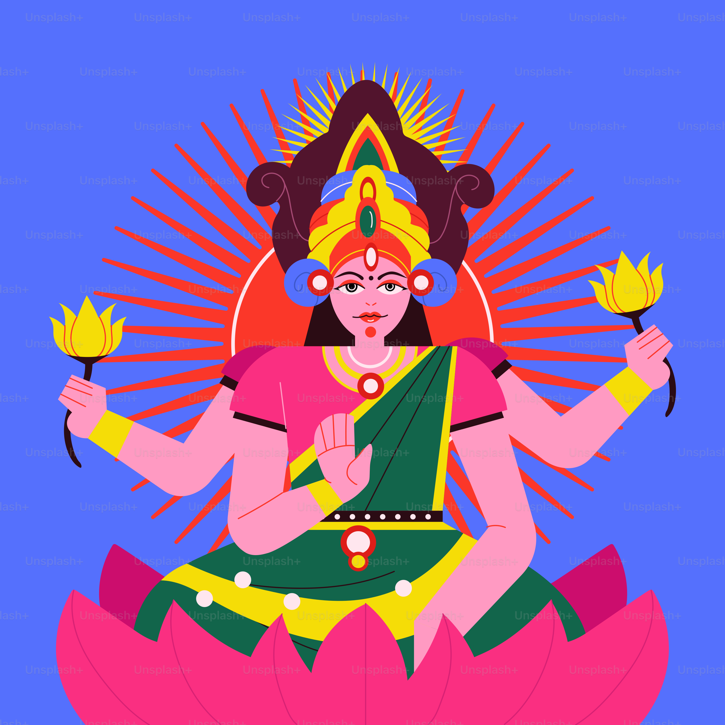 A woman sitting on top of a lotus