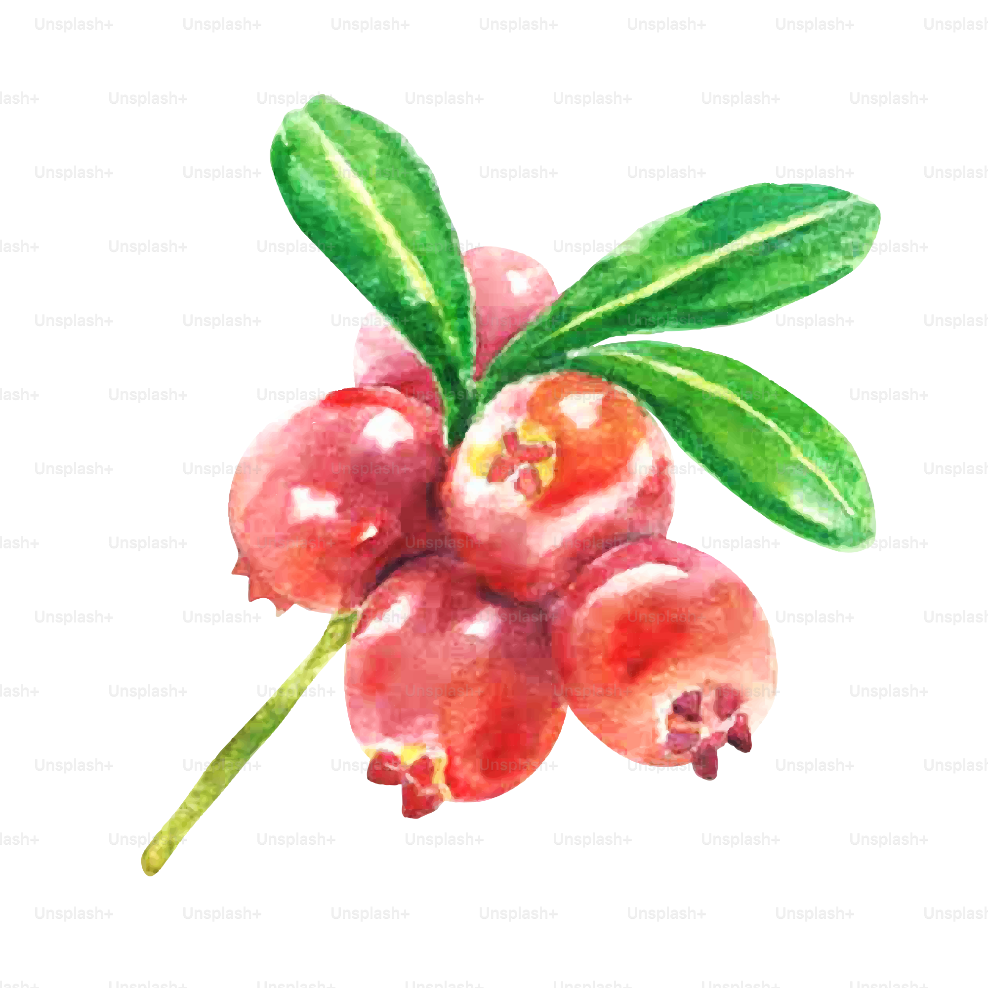 緑の葉がついたベリーの束の絵