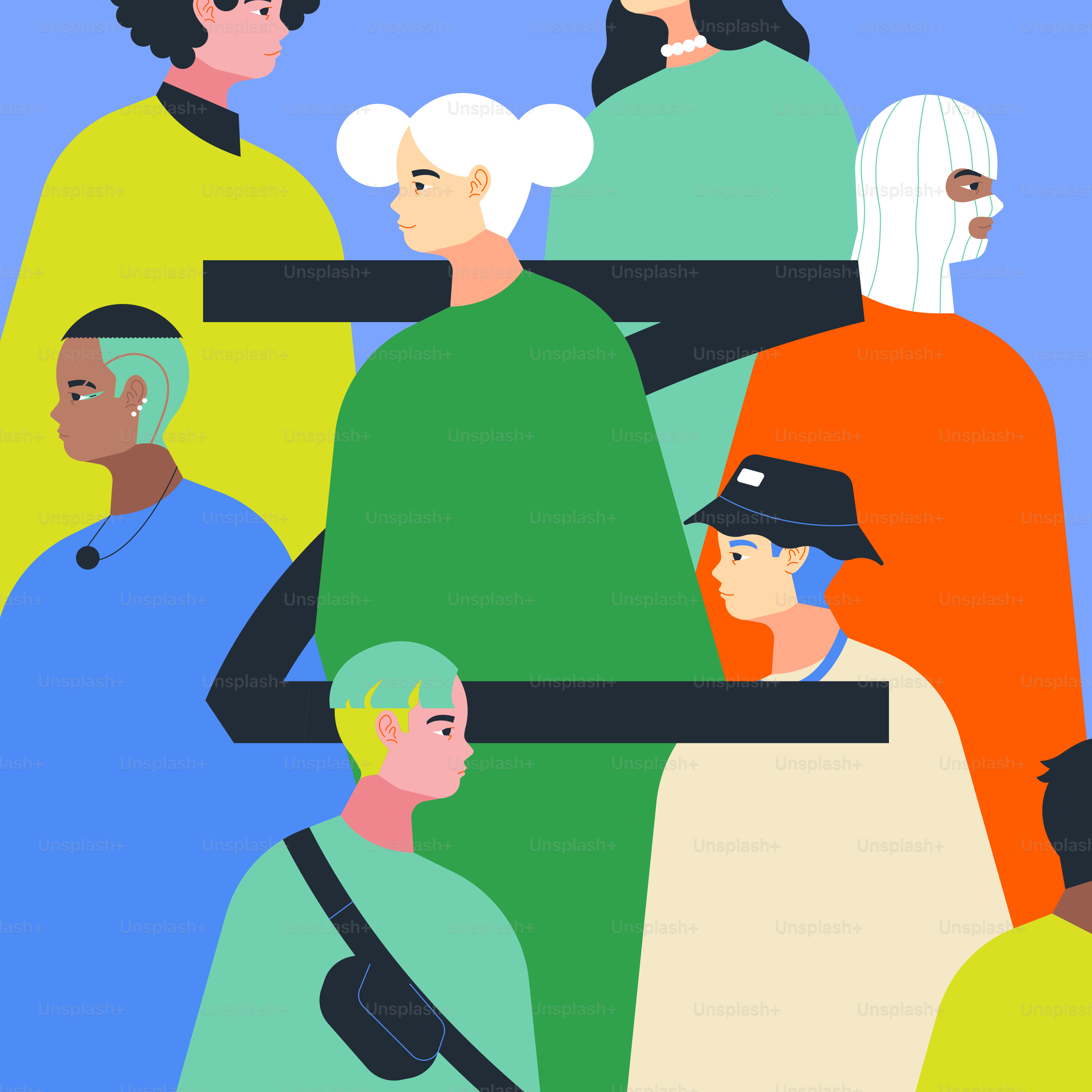 Eine Gruppe von Menschen, die nebeneinander stehen