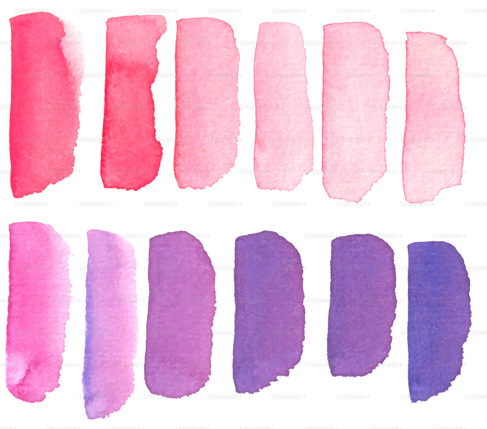A set of different shades of lipstick on a white background