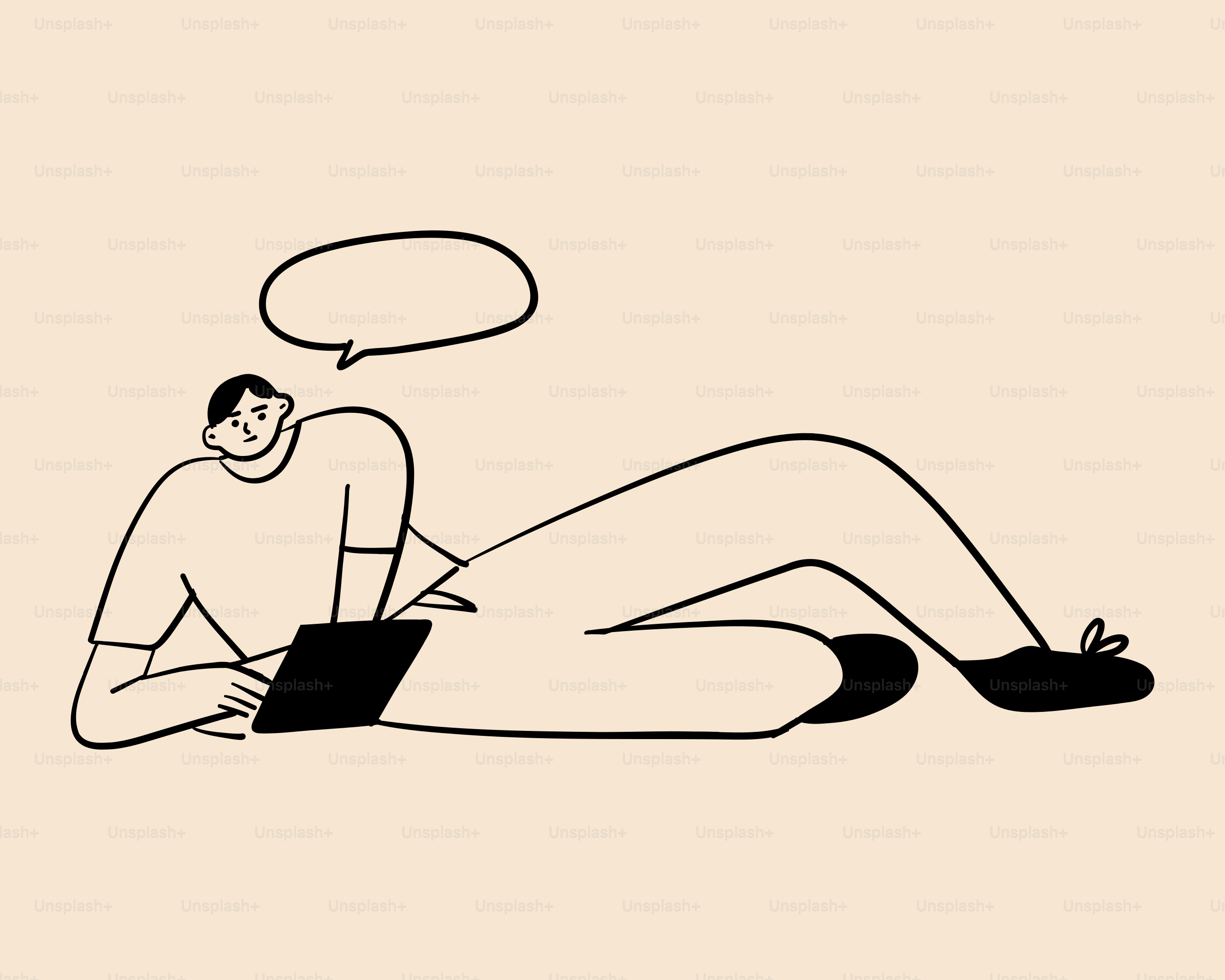 A man laying on the ground with a speech bubble above his head