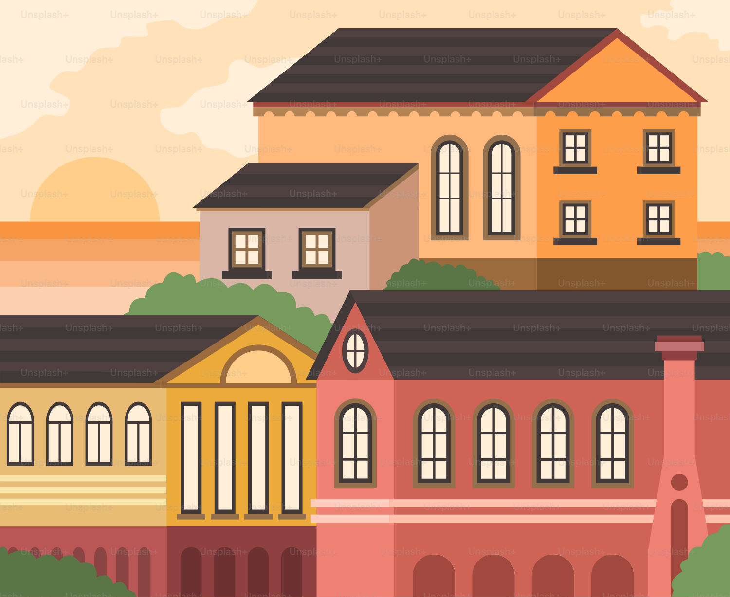 Ein großes Gebäude mit vielen Fenstern darauf